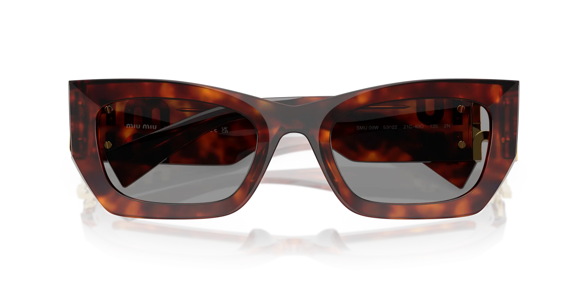 Miu Miu MU 09WS 21C40O Occhiali da sole Acetato Tartaruga Grigio Squadrata Normale - immagine 2