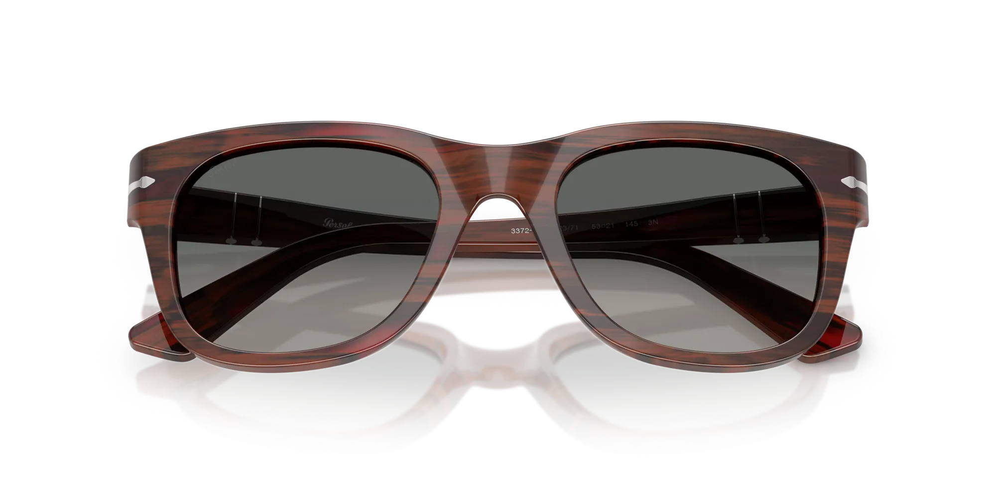 Persol PO3372S 122371 Occhiali da sole Acetato Bordeaux Grigio Squadrata Normale Sfumato - immagine 2
