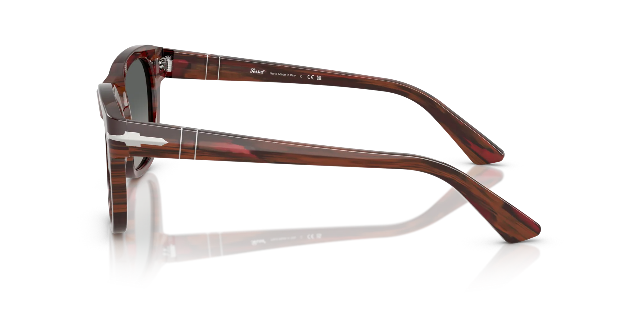 Persol PO3372S 122371 Occhiali da sole Acetato Bordeaux Grigio Squadrata Normale Sfumato - immagine 4
