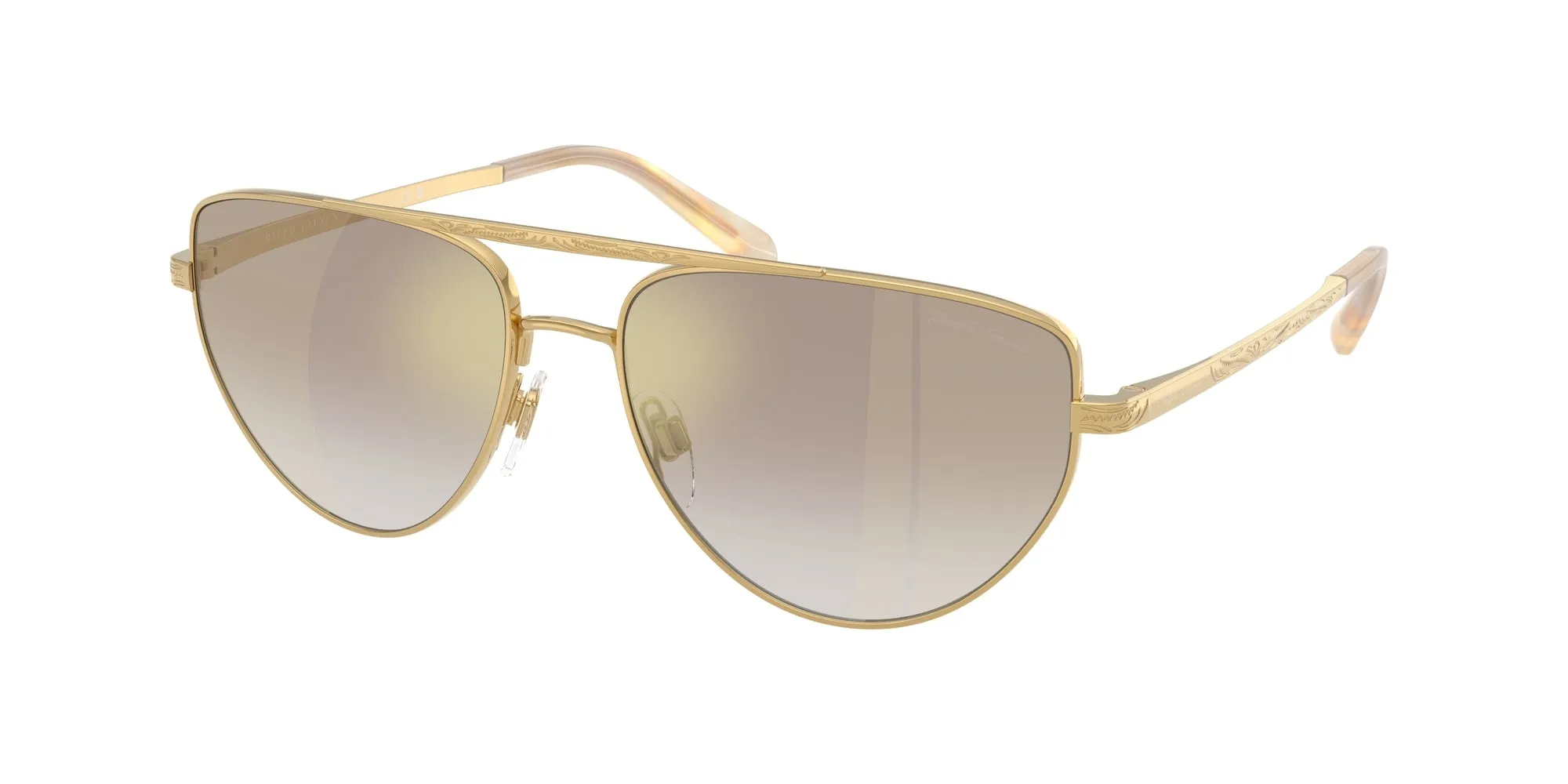 Ralph Lauren RL7090 90046E Occhiali da sole Acciaio Oro Marrone Pilot Normale Sfumato - immagine 1
