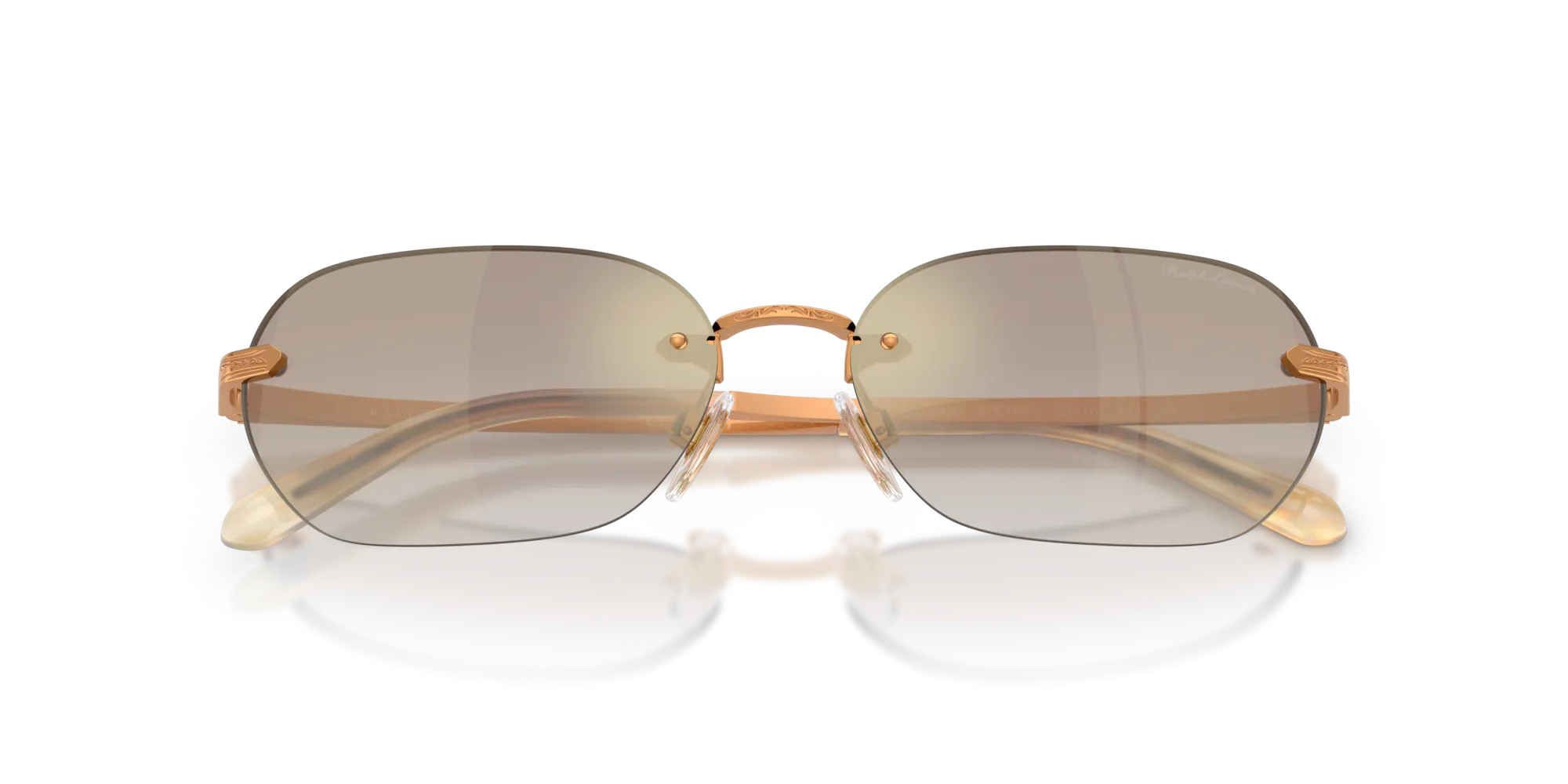 Ralph Lauren RL7089 91536E Occhiali da sole Metallo Oro Marrone Squadrata Normale Sfumato - immagine 2