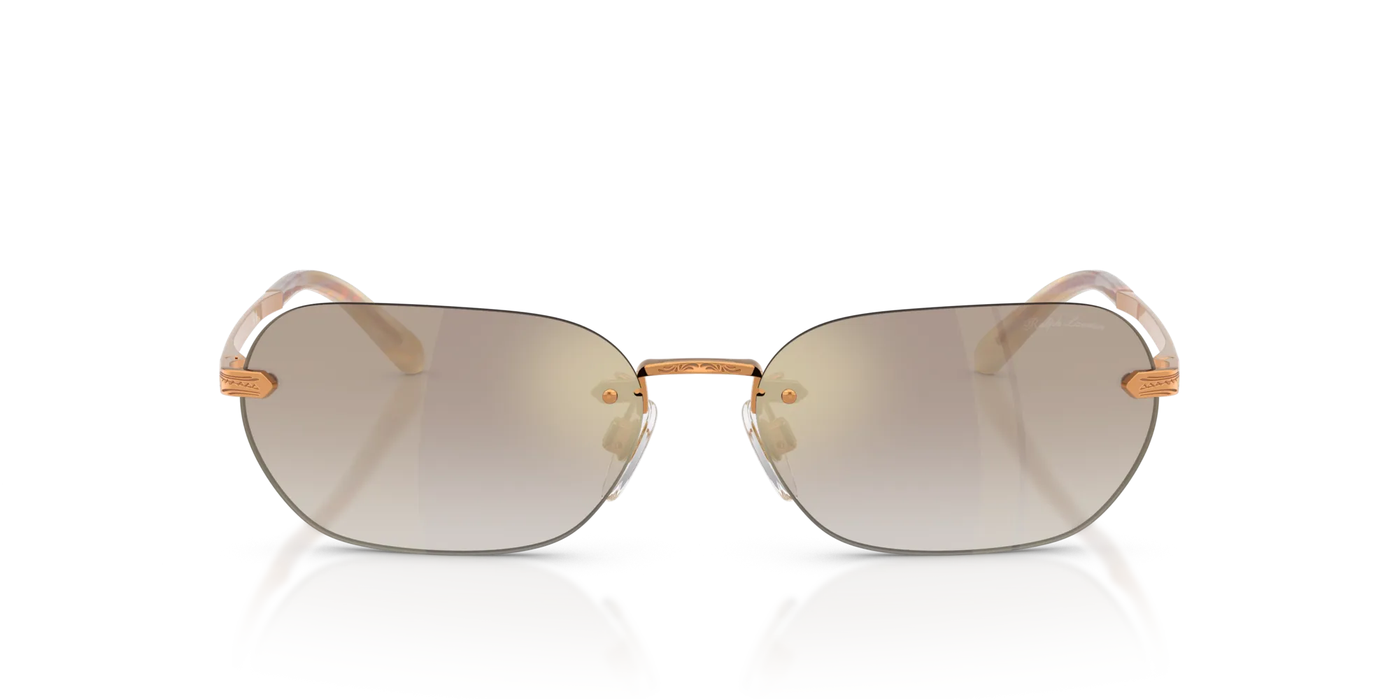 Ralph Lauren RL7089 91536E Occhiali da sole Metallo Oro Marrone Squadrata Normale Sfumato - immagine 3