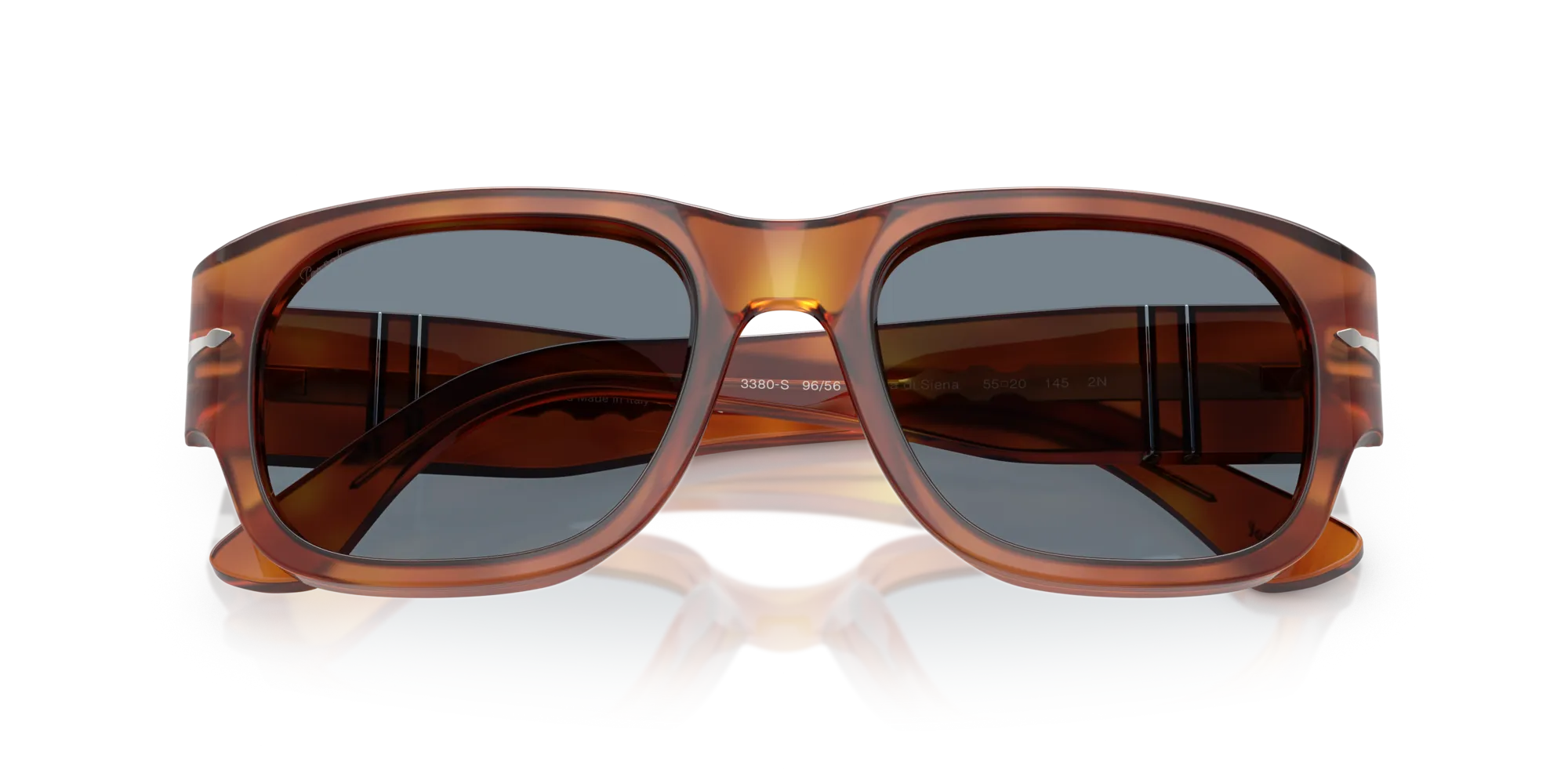 Persol PO3380S 96/56 Occhiali da sole Acetato Marrone Blu Squadrata Normale - immagine 2