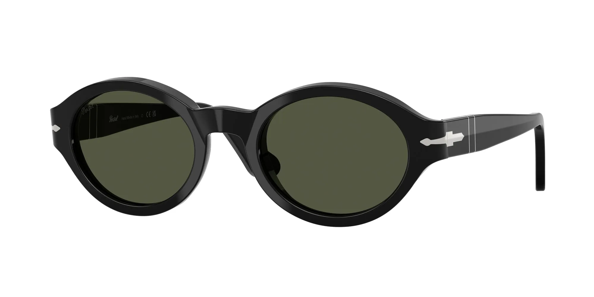 Persol PO3378S LORIS 95/31 Occhiali da sole Acetato Nero Verde Rotonda Normale - immagine 1