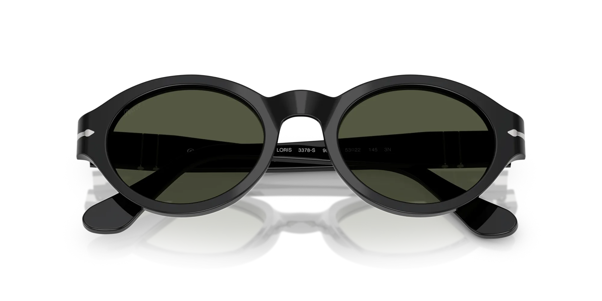 Persol PO3378S LORIS 95/31 Occhiali da sole Acetato Nero Verde Rotonda Normale - immagine 2