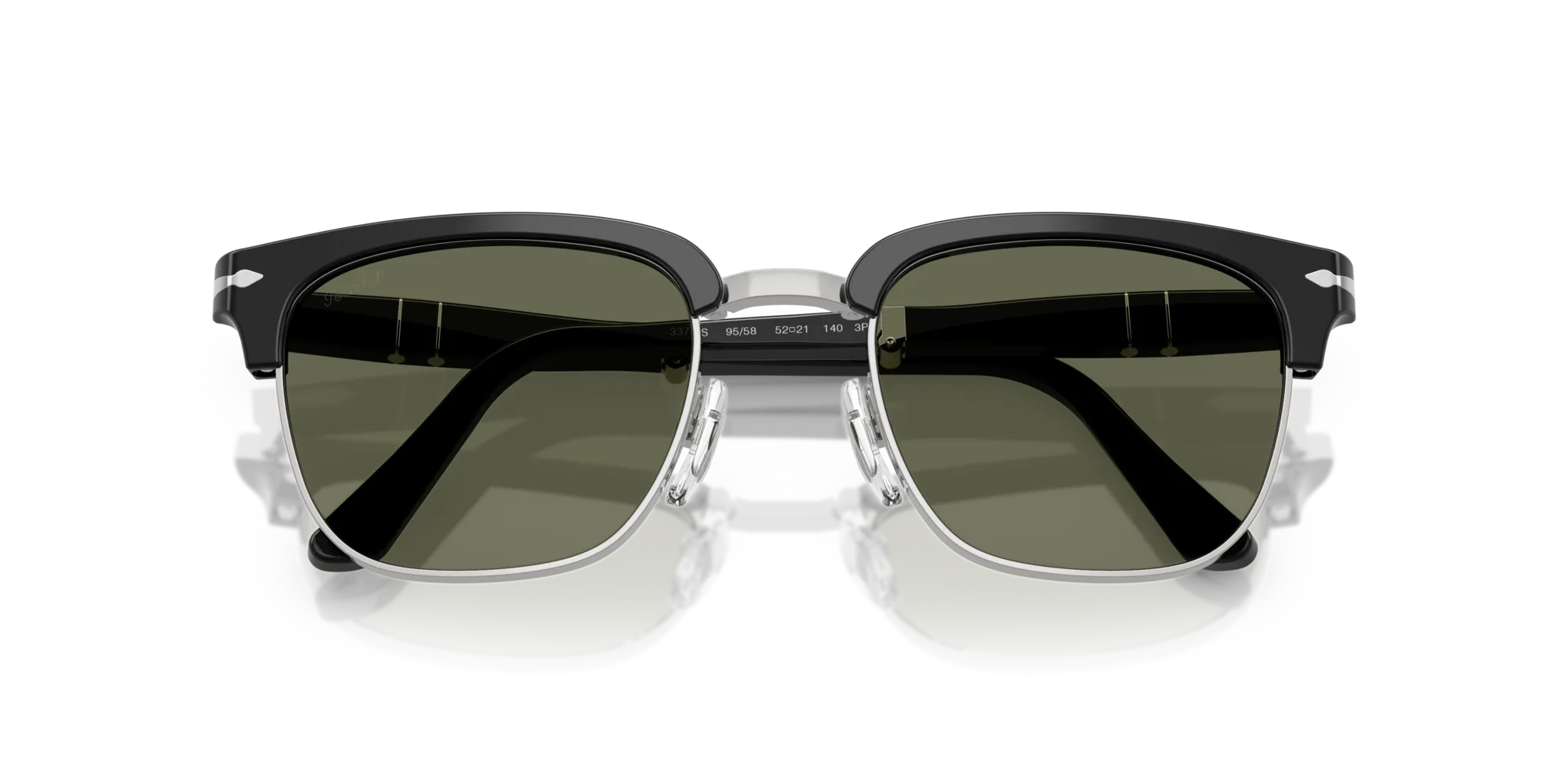 Persol PO3375S 95/58 Occhiali da sole Acetato Nero Verde Squadrata Polarizzata - immagine 2