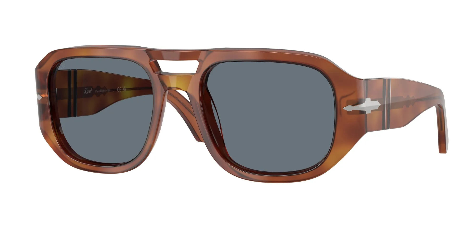 Persol PO3373S VINCENT 96/56 Occhiali da sole Acetato Marrone Blu Pilot Normale - immagine 1