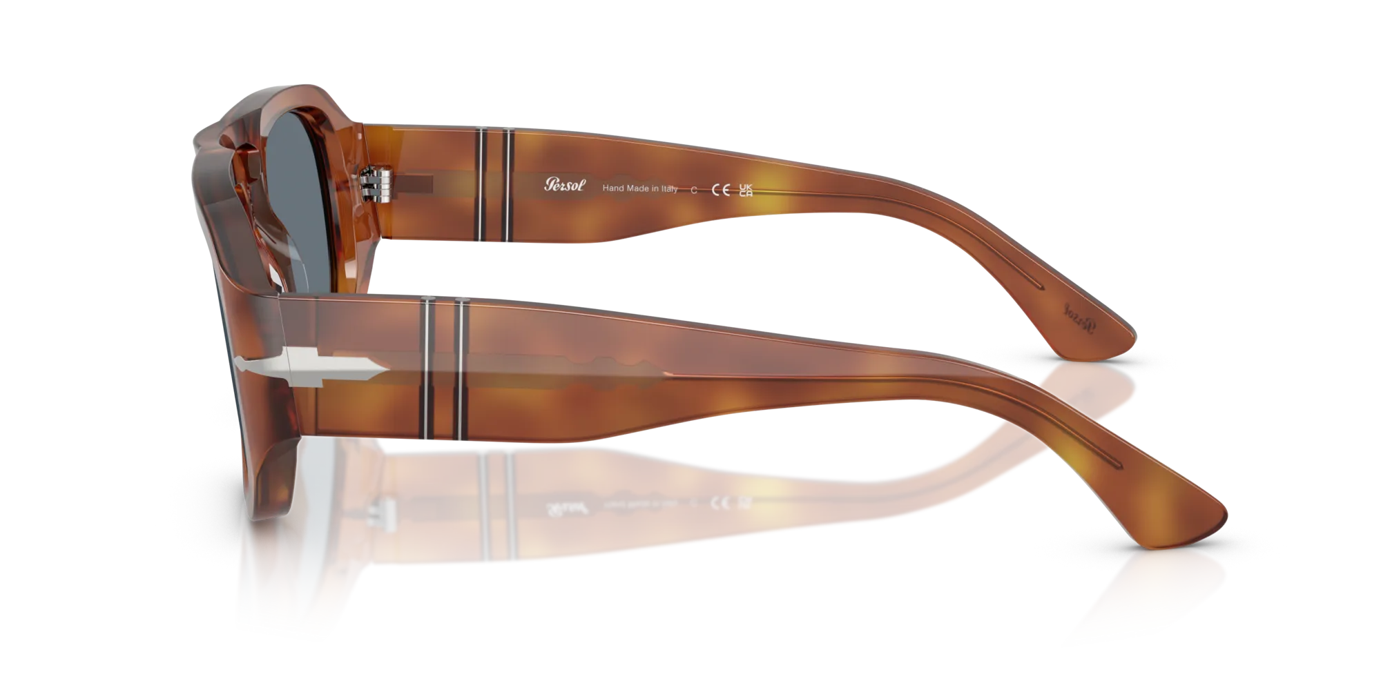 Persol PO3373S VINCENT 96/56 Occhiali da sole Acetato Marrone Blu Pilot Normale - immagine 4