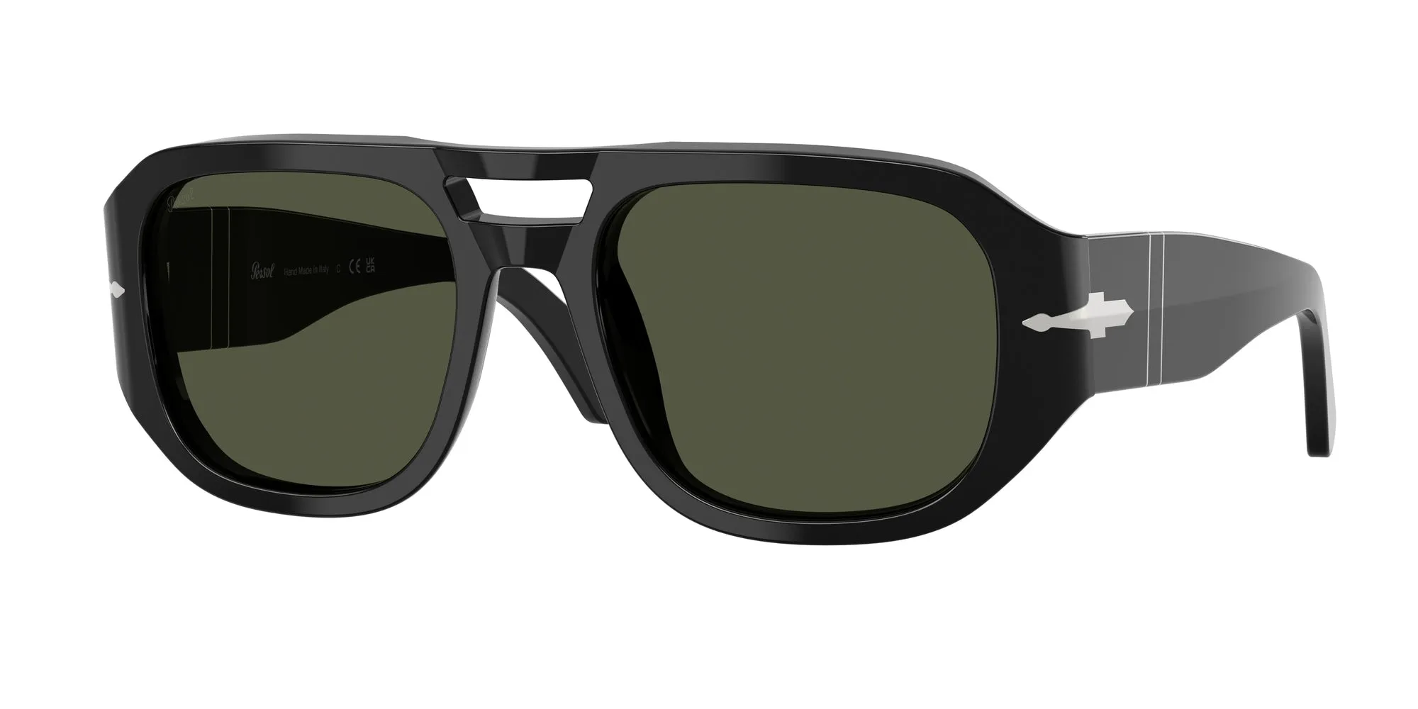 Persol PO3373S VINCENT 95/31 Occhiali da sole Acetato Nero Verde Pilot Normale - immagine 1