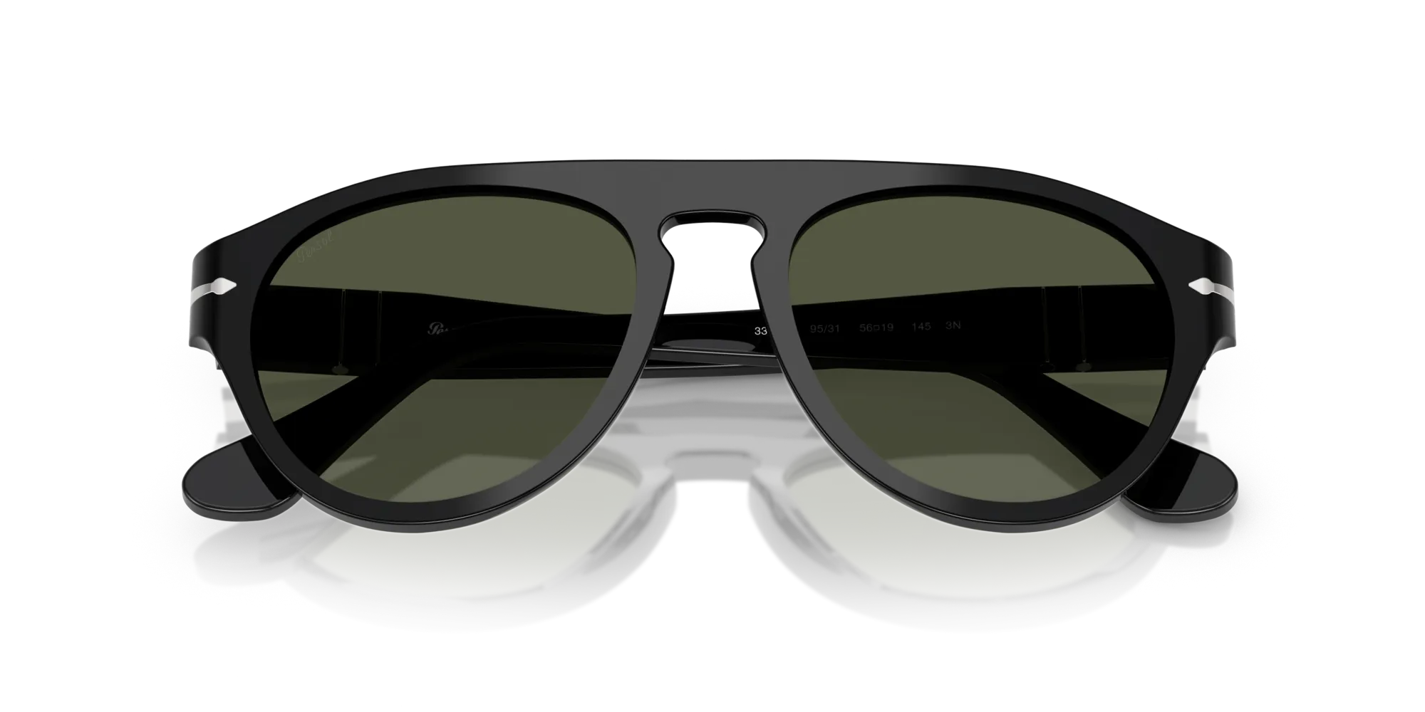 Persol PO3370S 95/31 Occhiali da sole Acetato Nero Verde Pilot Normale - immagine 2