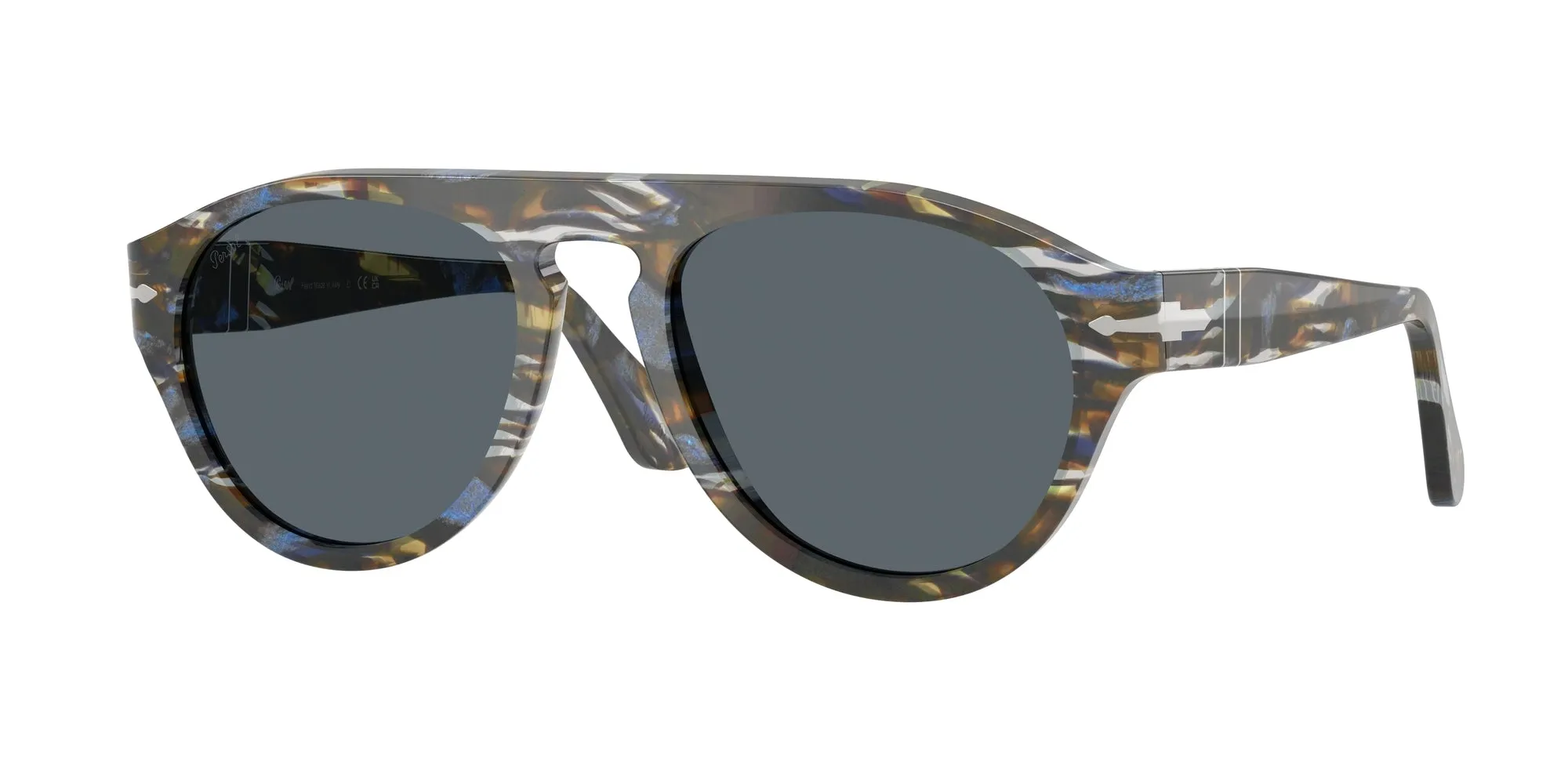 Persol PO3370S 1222R5 Occhiali da sole Acetato Multi-colore Blu Pilot Normale - immagine 1