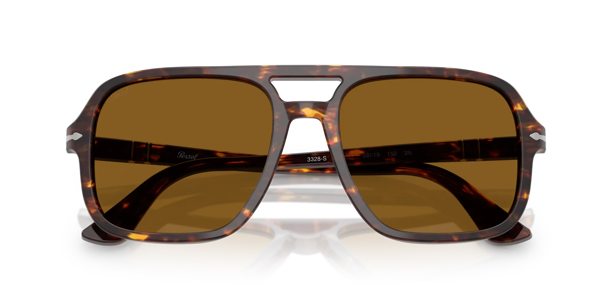Persol PO3328S 121533 Occhiali da sole Acetato Marrone Marrone Pilot Normale - immagine 2