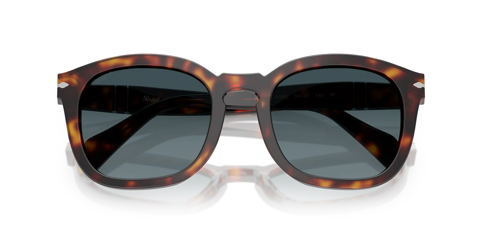 Persol PO0082S 24/S3 Occhiali da sole Acetato Tartaruga Blu Geometrica Polarizzata Sfumato - immagine 2