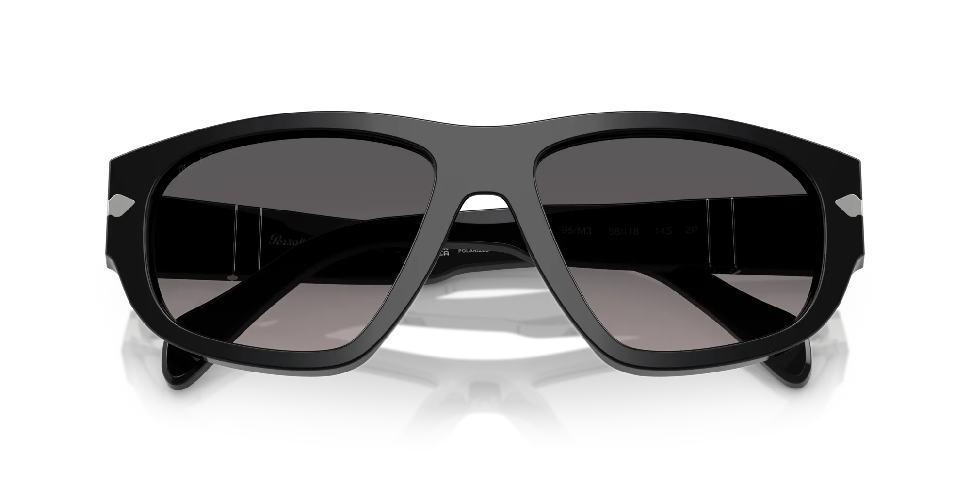 Persol PO0050S 95/M3 Occhiali da sole Acetato Nero Grigio Geometrica Polarizzata Sfumato - immagine 2