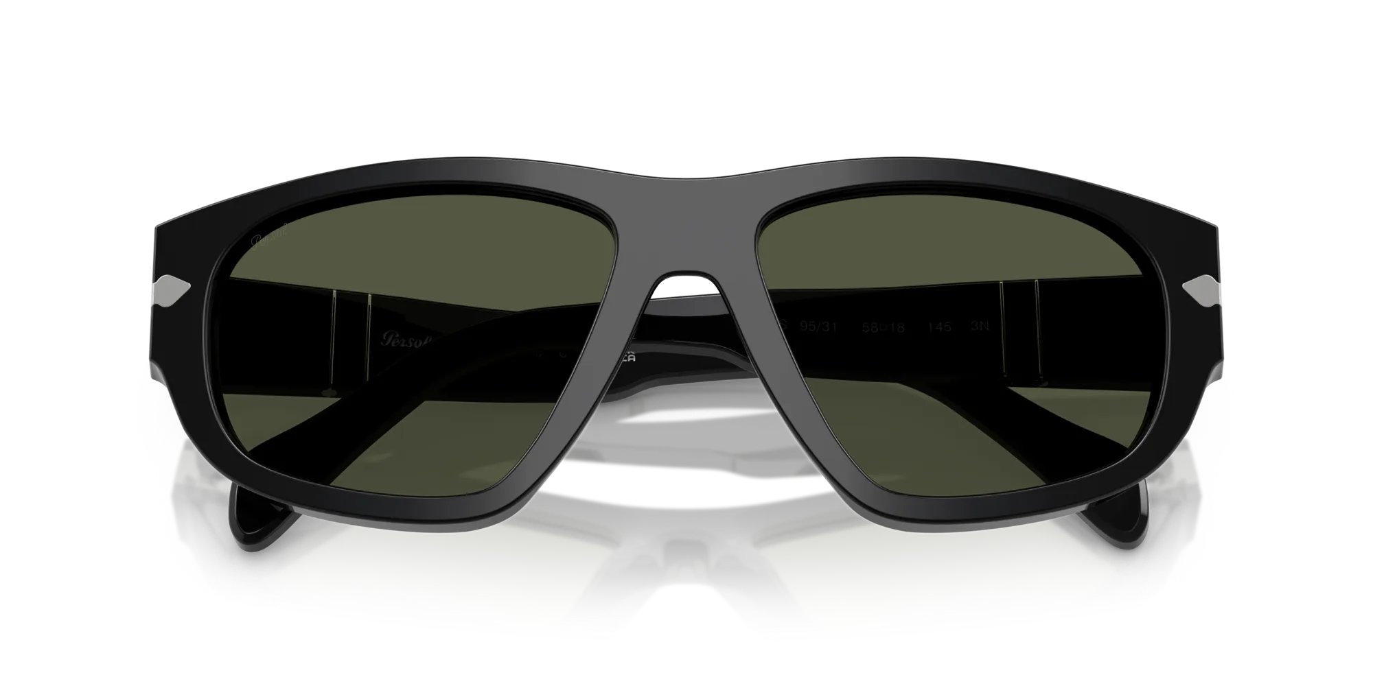 Persol PO0050S 95/31 Occhiali da sole Acetato Nero Verde Geometrica Normale - immagine 2
