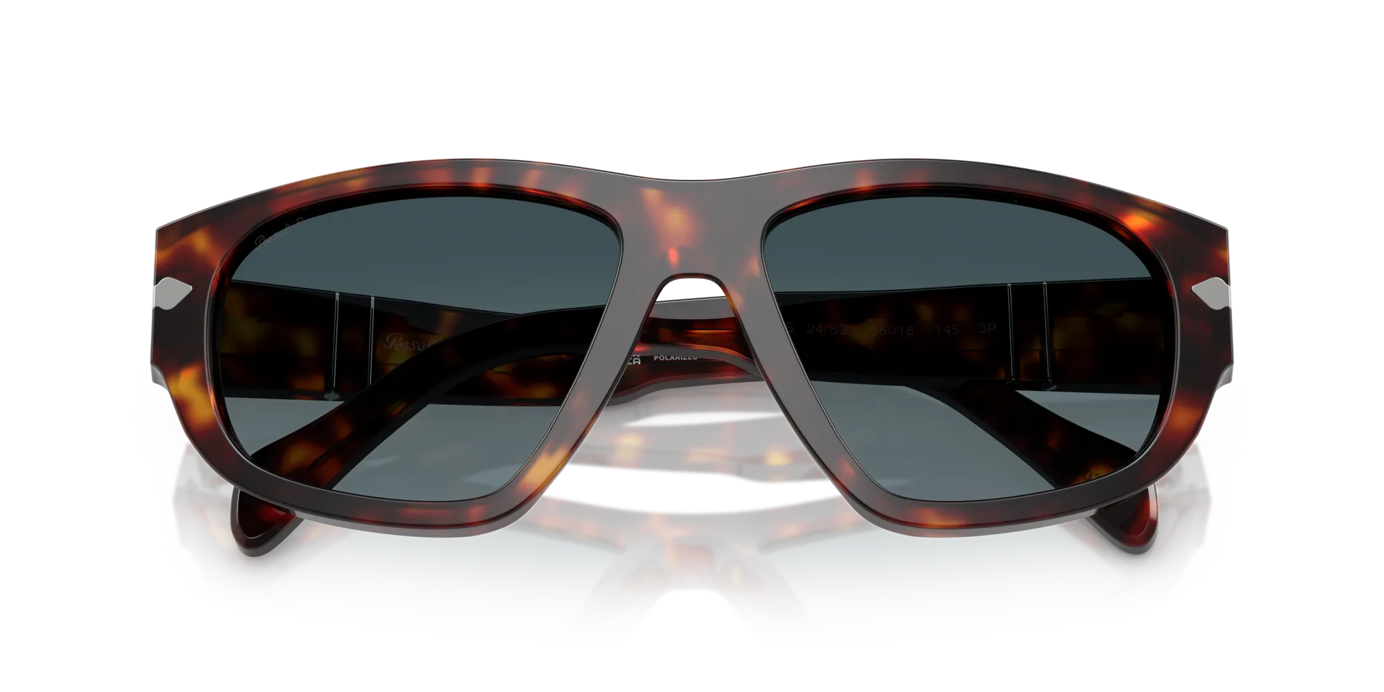 Persol PO0050S 24/S3 Occhiali da sole Acetato Tartaruga Blu Geometrica Polarizzata Sfumato - immagine 2
