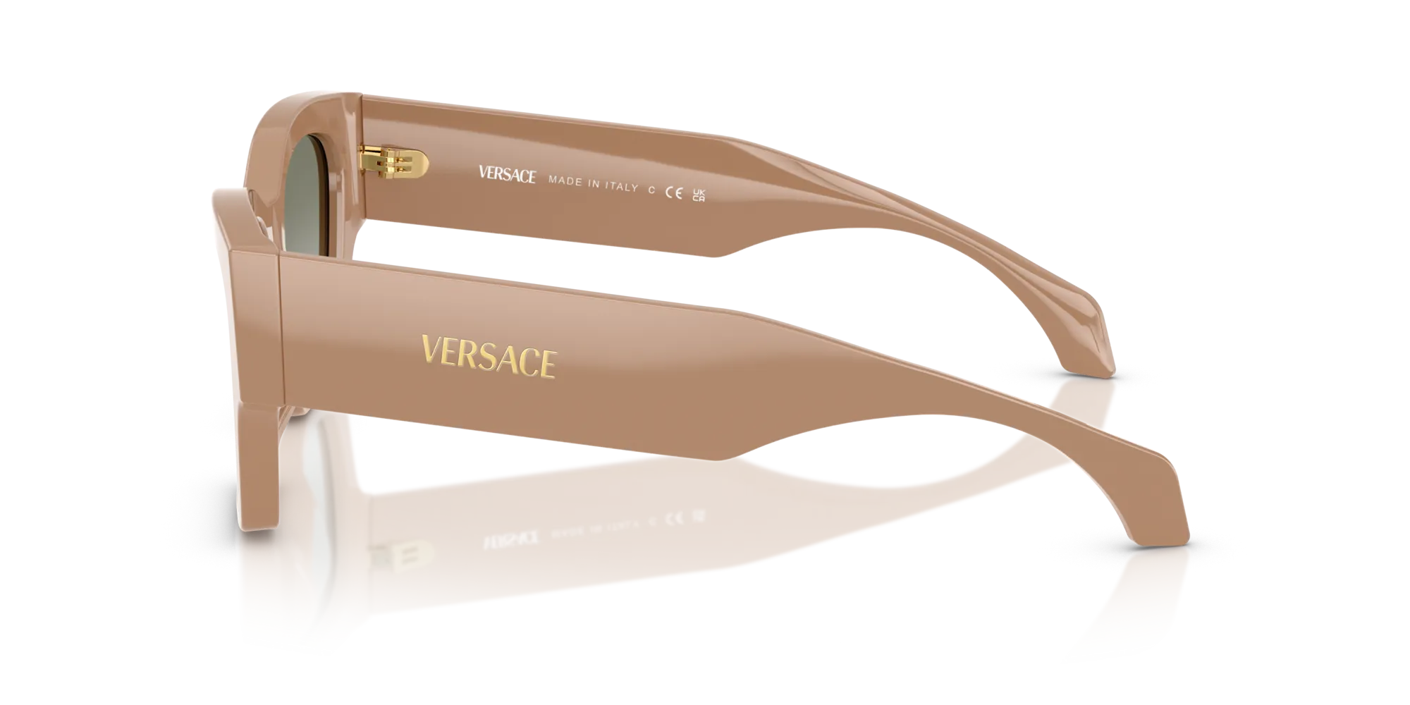 Versace VE4492U 55178E Occhiali da sole Acetato Marrone Verde Squadrata Normale Sfumato - immagine 4