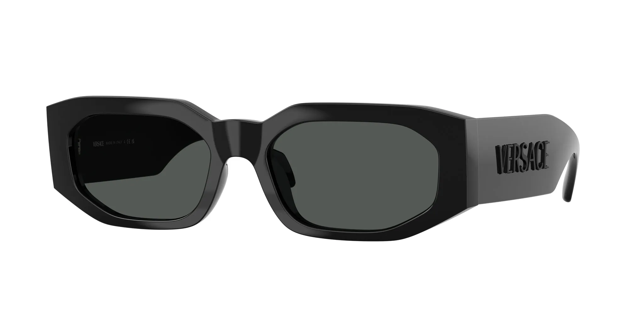 Versace VE4489U 536087 Occhiali da sole Iniettato Nero Grigio Geometrica Normale - immagine 1