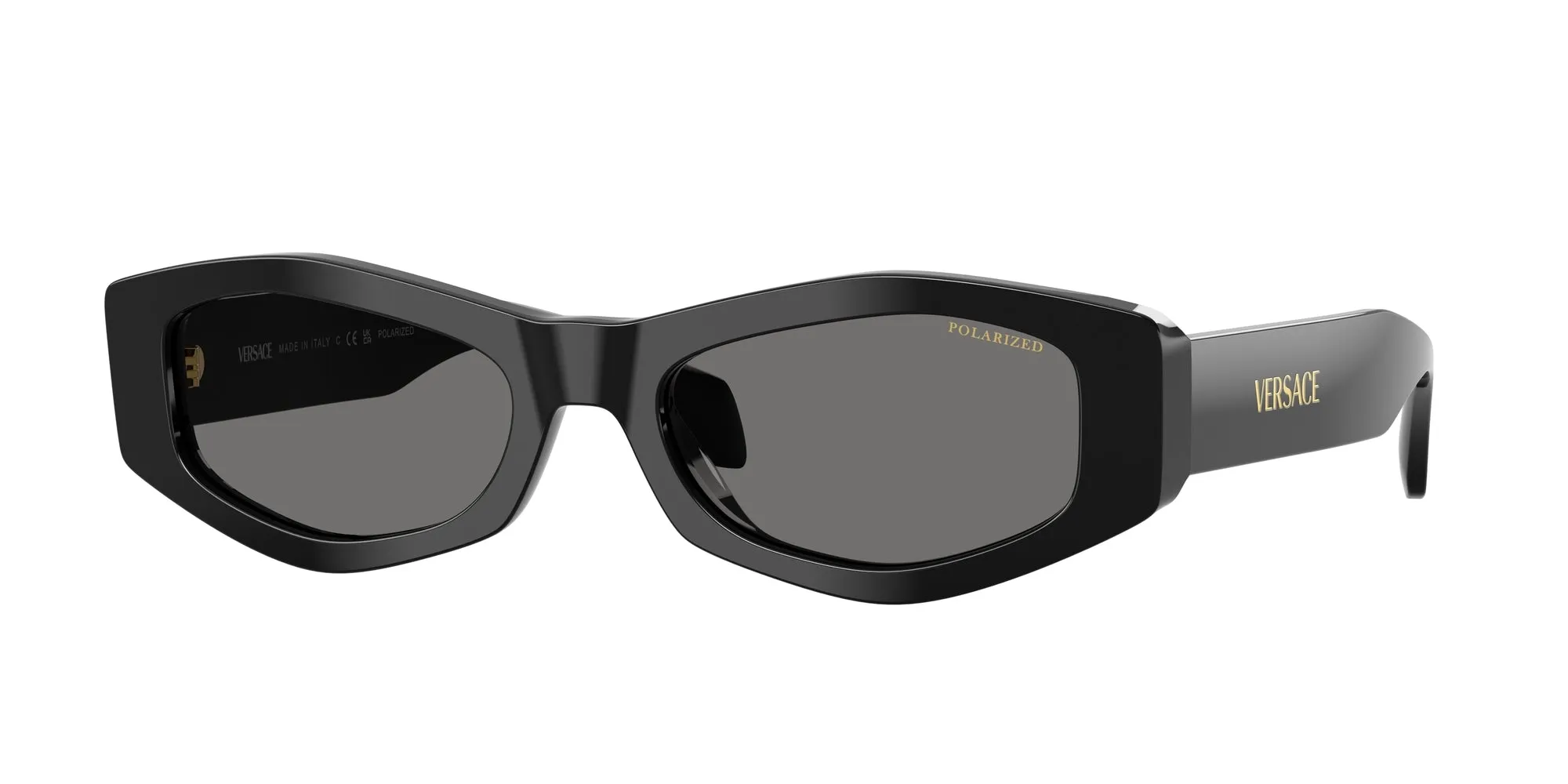Versace VE4487 GB1/81 Occhiali da sole Acetato Nero Grigio Geometrica Polarizzata - immagine 1