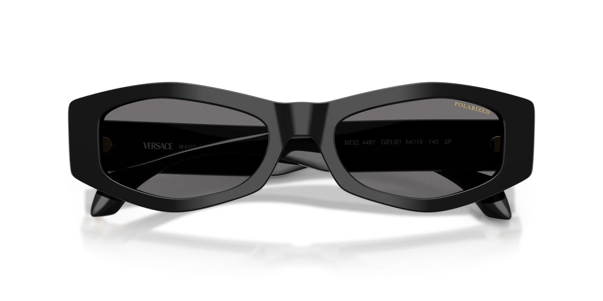 Versace VE4487 GB1/81 Occhiali da sole Acetato Nero Grigio Geometrica Polarizzata - immagine 2