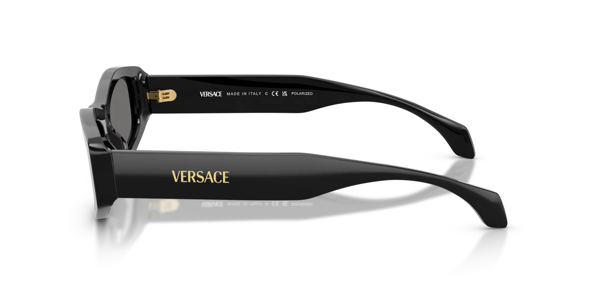 Versace VE4487 GB1/81 Occhiali da sole Acetato Nero Grigio Geometrica Polarizzata - immagine 4