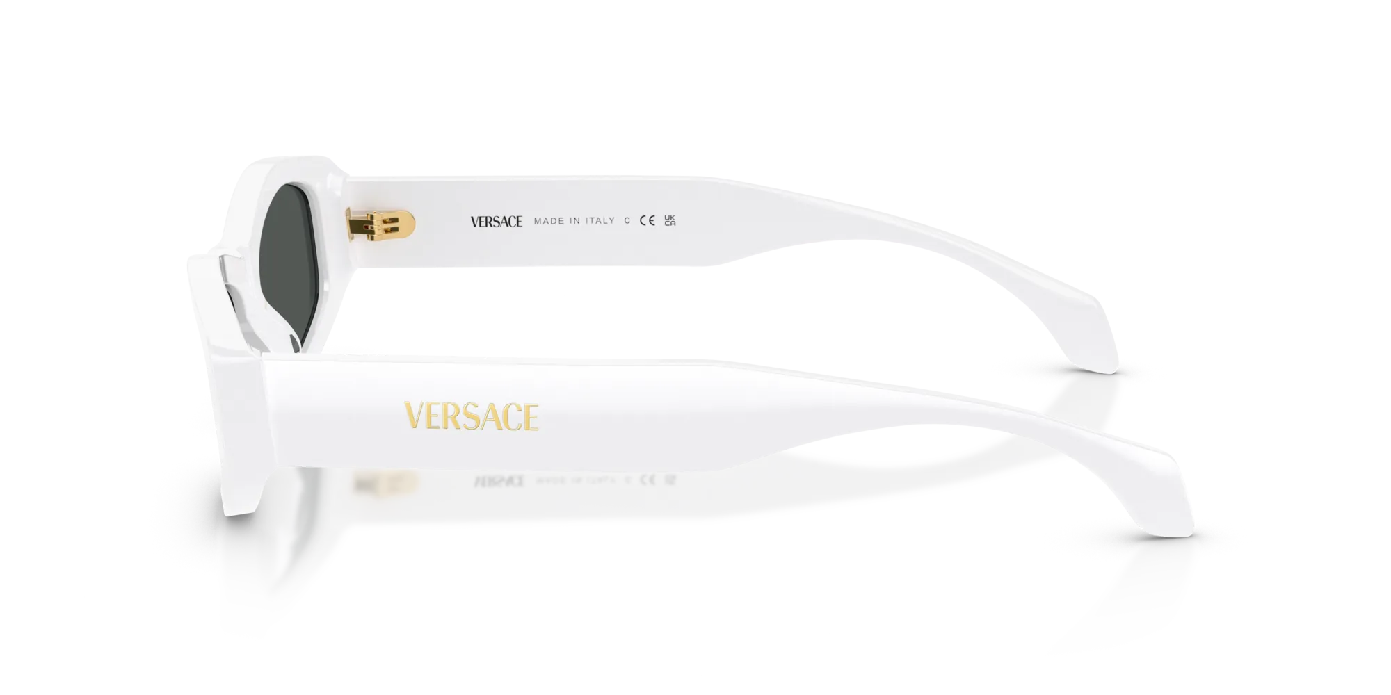 Versace VE4487 314/87 Occhiali da sole Acetato Bianco Grigio Geometrica Normale - immagine 4