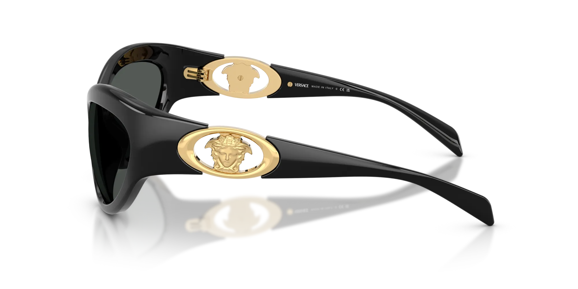 Versace VE4485 GB1/87 Occhiali da sole Iniettato Nero Grigio Rotonda Normale - immagine 4
