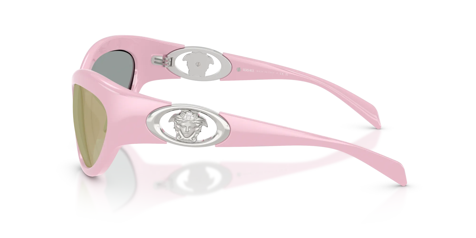 Versace VE4485 5521/Z Occhiali da sole Iniettato Rosa Rosa Rotonda Specchiate - immagine 4