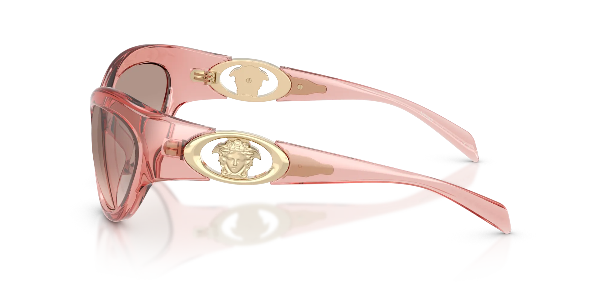 Versace VE4485 53228Z Occhiali da sole Iniettato Rosa Marrone Rotonda Specchiate Sfumato - immagine 4