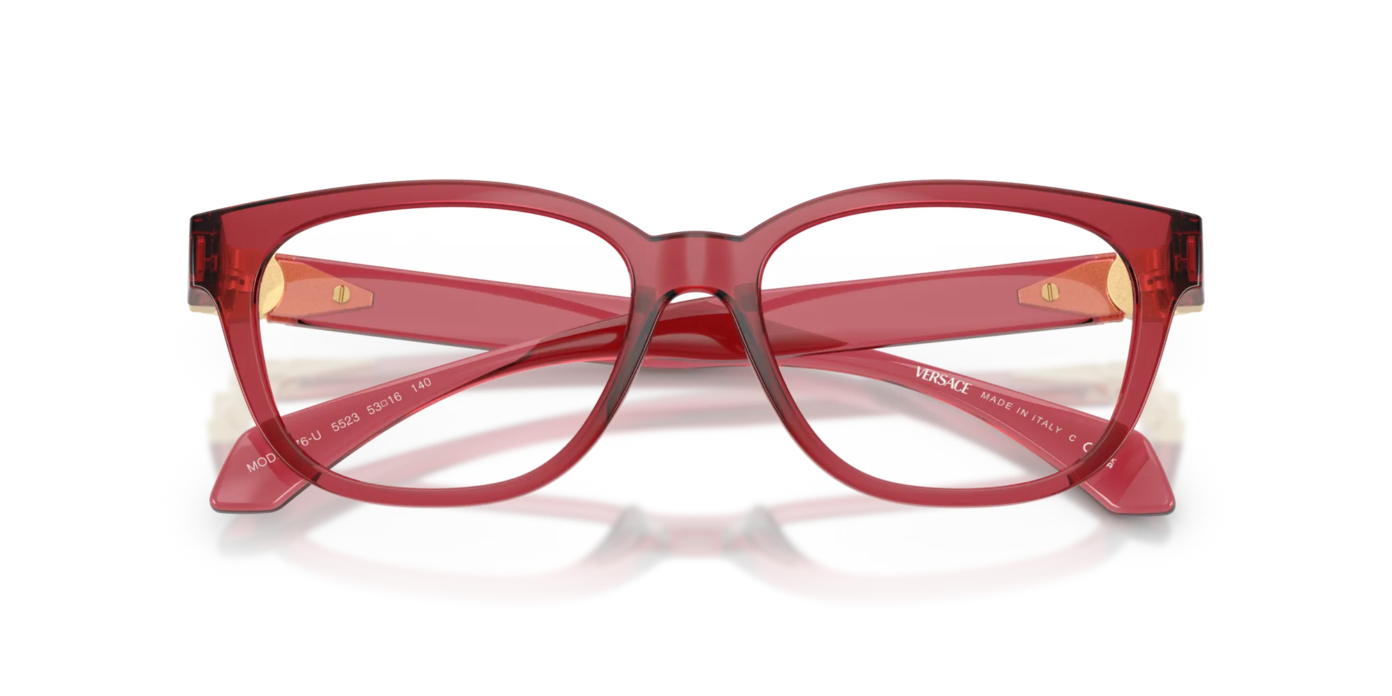 Versace VE3376U 5523 Montature da vista Iniettato Rosso Rotonda Normale - immagine 2