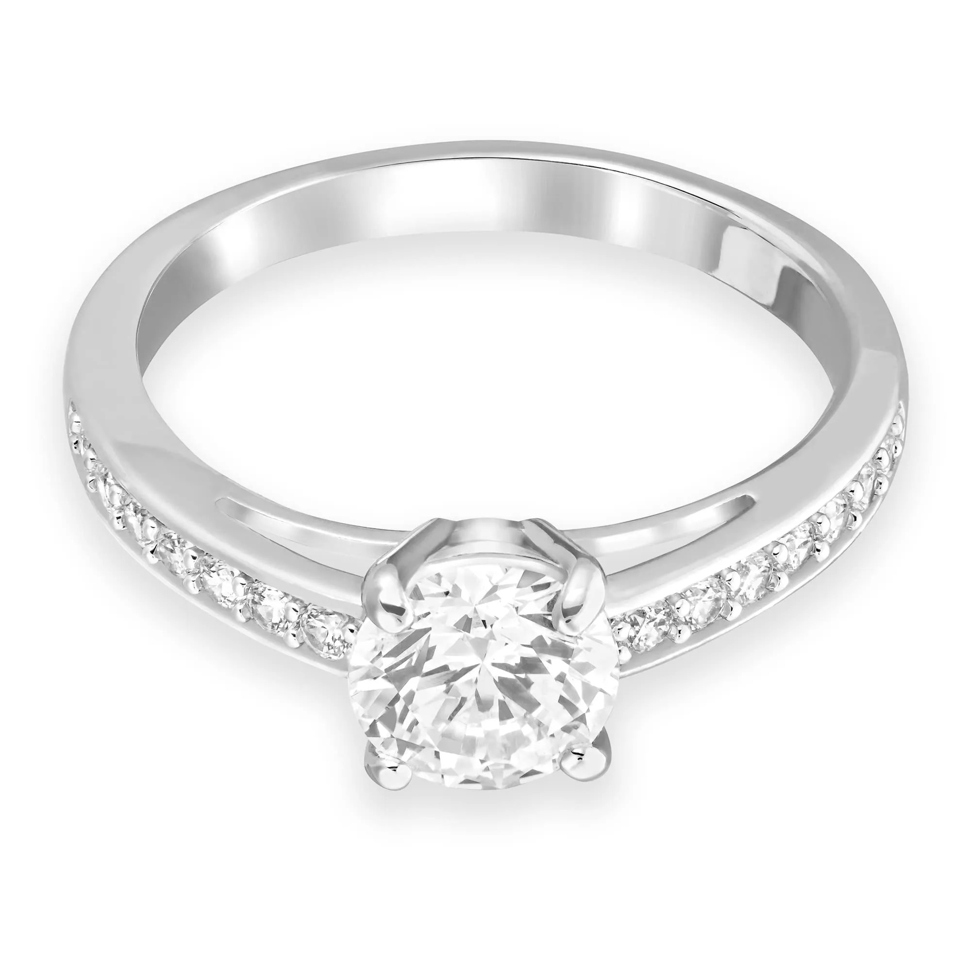 Swarovski Anello Attract Round, bianco, Placcatura rodio - immagine 1