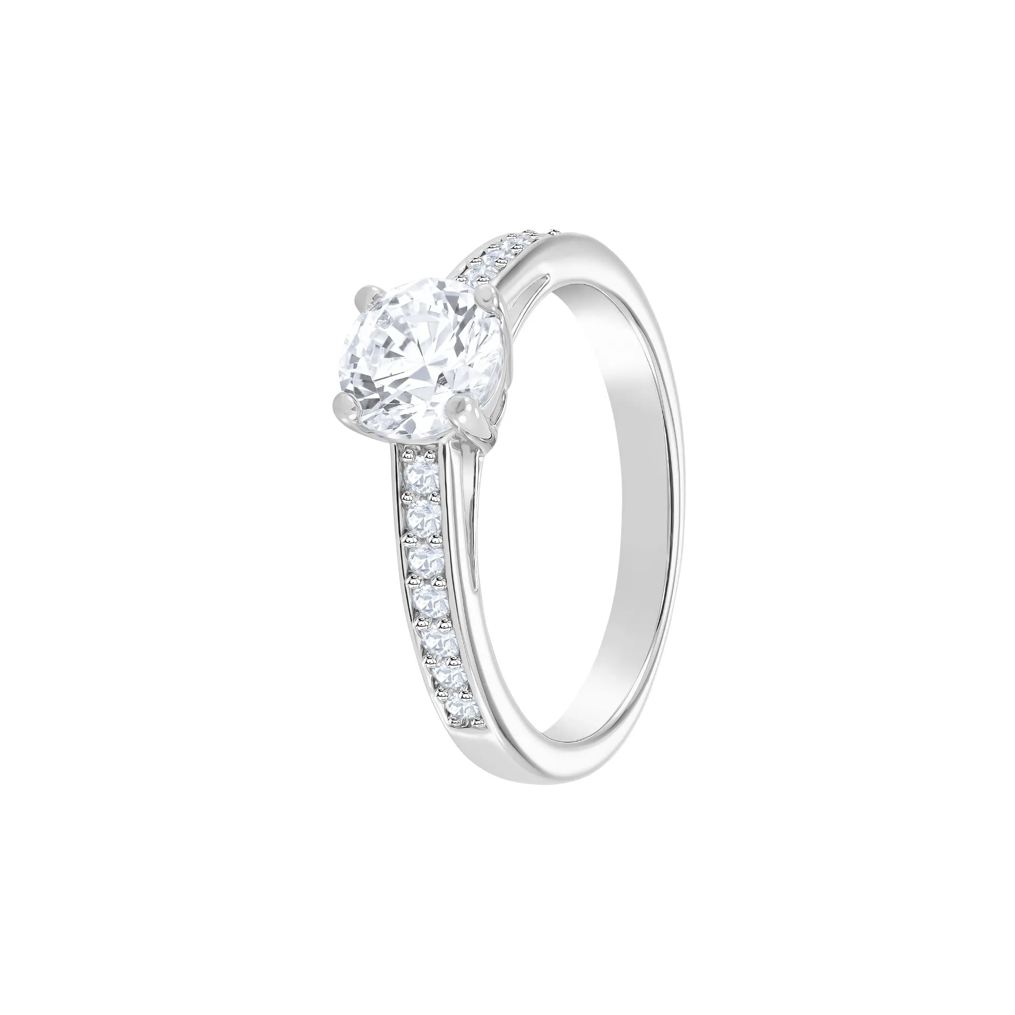 Swarovski Anello Attract Round, bianco, Placcatura rodio - immagine 2
