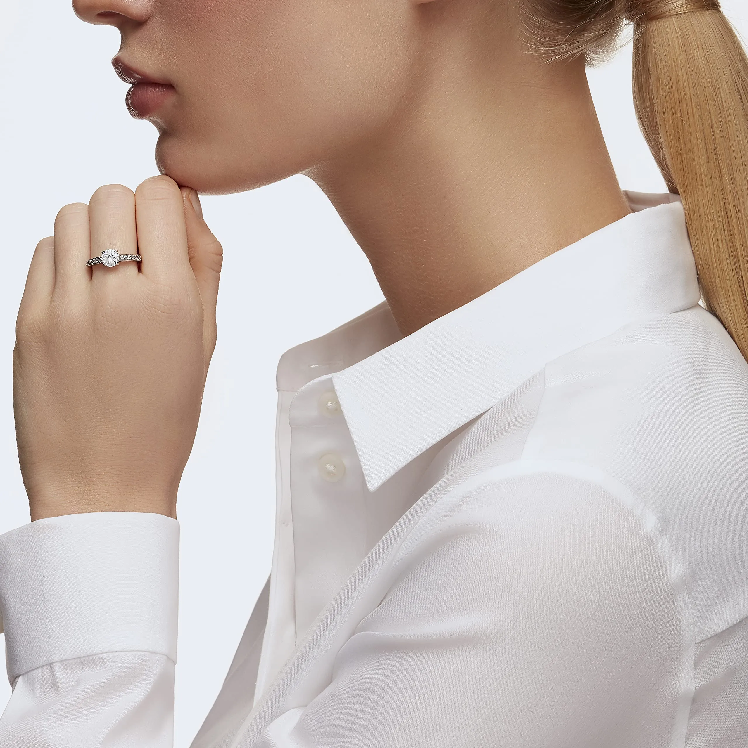Swarovski Anello Attract Round, bianco, Placcatura rodio - immagine 5
