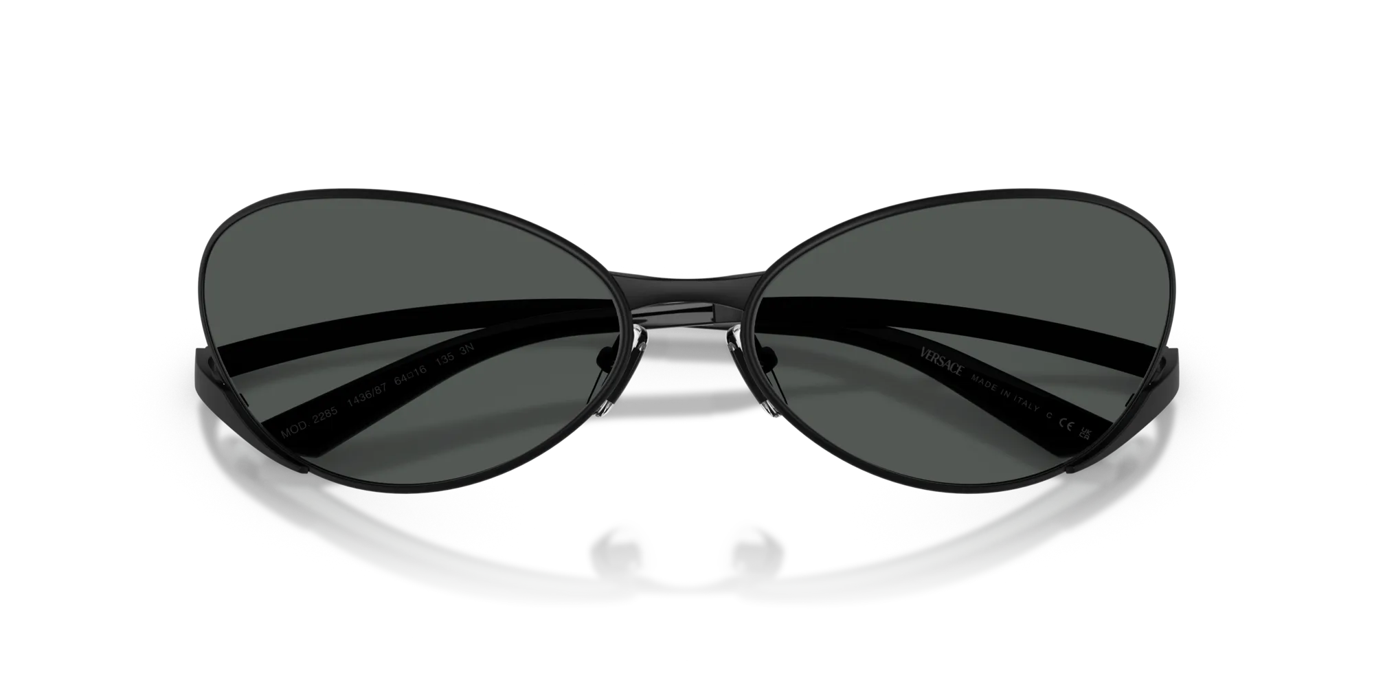 Versace VE2285 143687 Occhiali da sole Metallo Nero Grigio Rotonda Normale - immagine 2