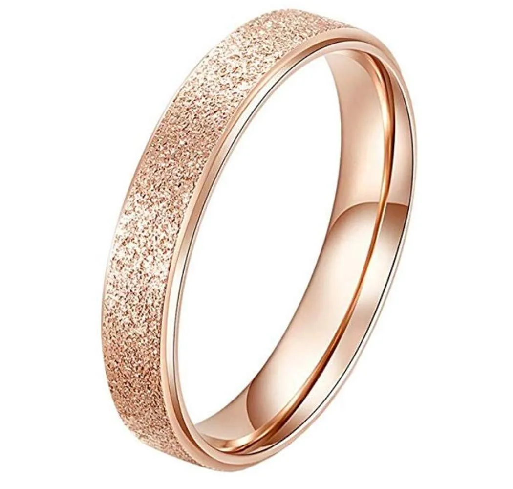 PAURO Squillare Donna Acciaio Inossidabile Oro Rosa 4MM Impilabile Nozze Banda Squillare Sabbiare Finire Taglia 14 - immagine 1
