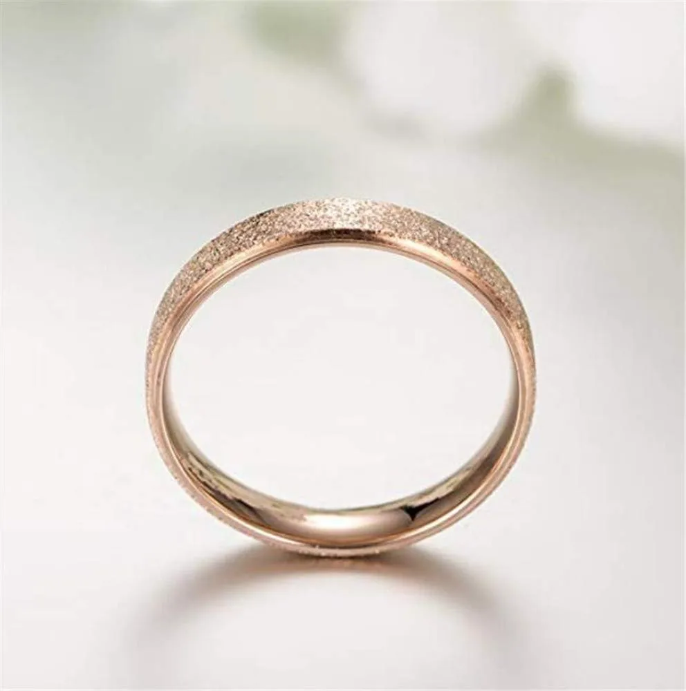 PAURO Squillare Donna Acciaio Inossidabile Oro Rosa 4MM Impilabile Nozze Banda Squillare Sabbiare Finire Taglia 14 - immagine 4