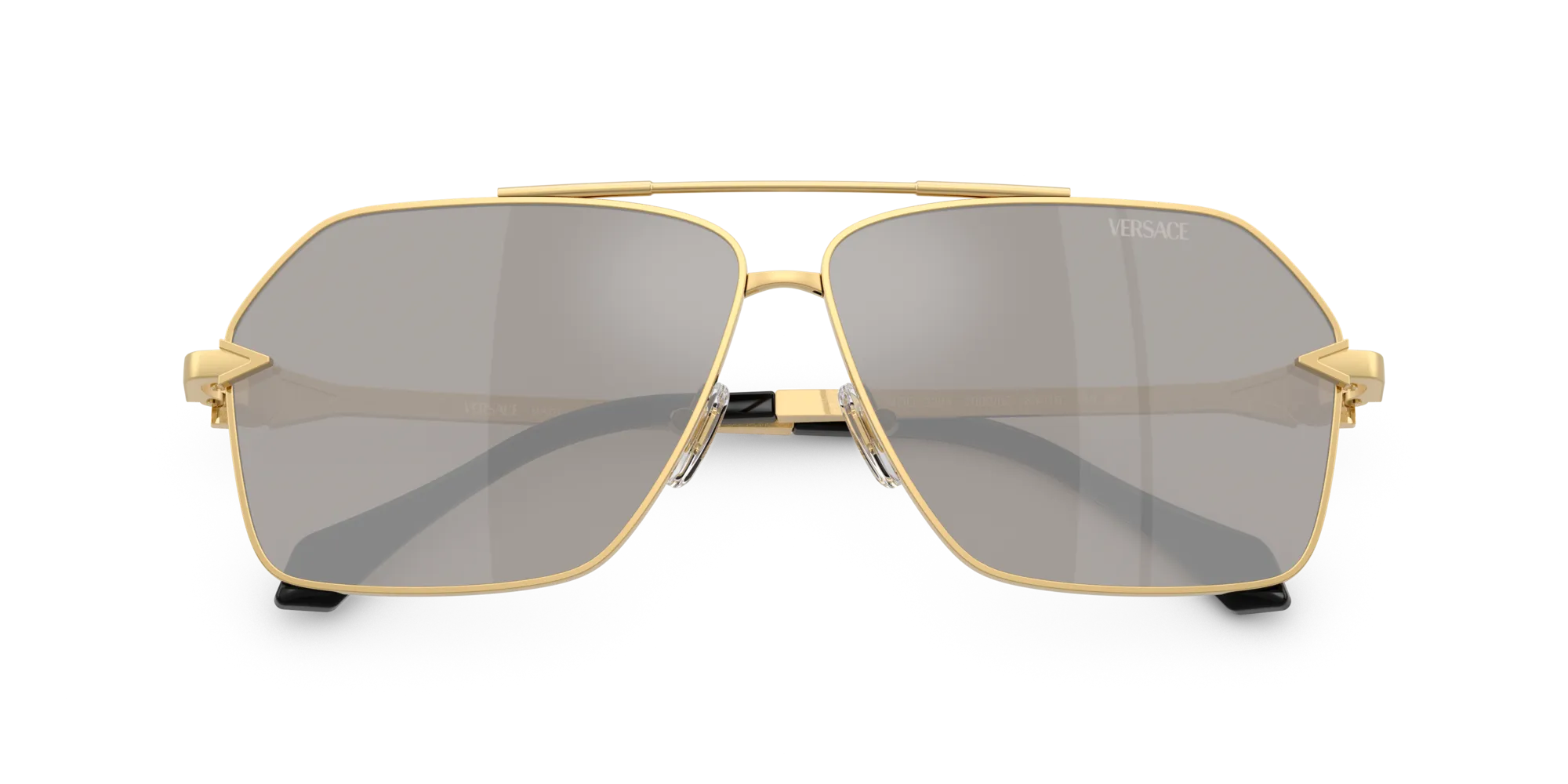 Versace VE2284 10026G Occhiali da sole Metallo Oro Grigio Squadrata Specchiate - immagine 2