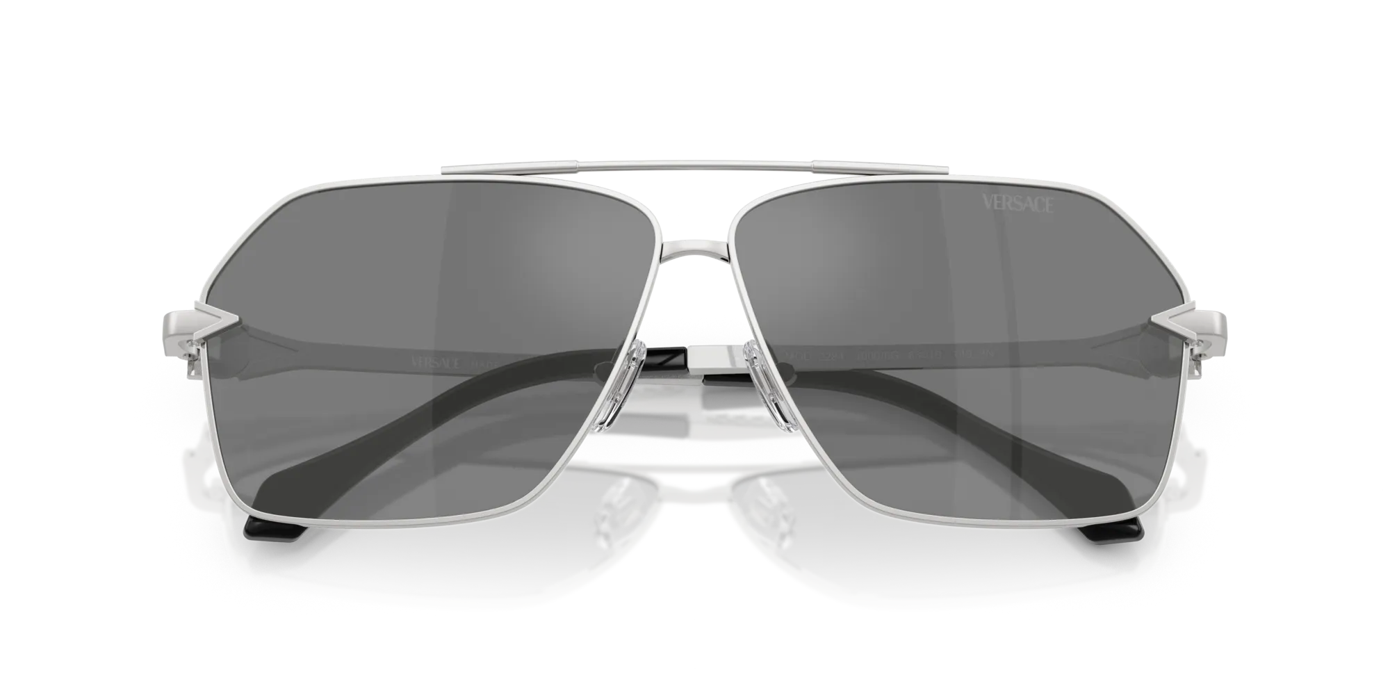 Versace VE2284 10006G Occhiali da sole Metallo Argento Grigio Squadrata Specchiate - immagine 2