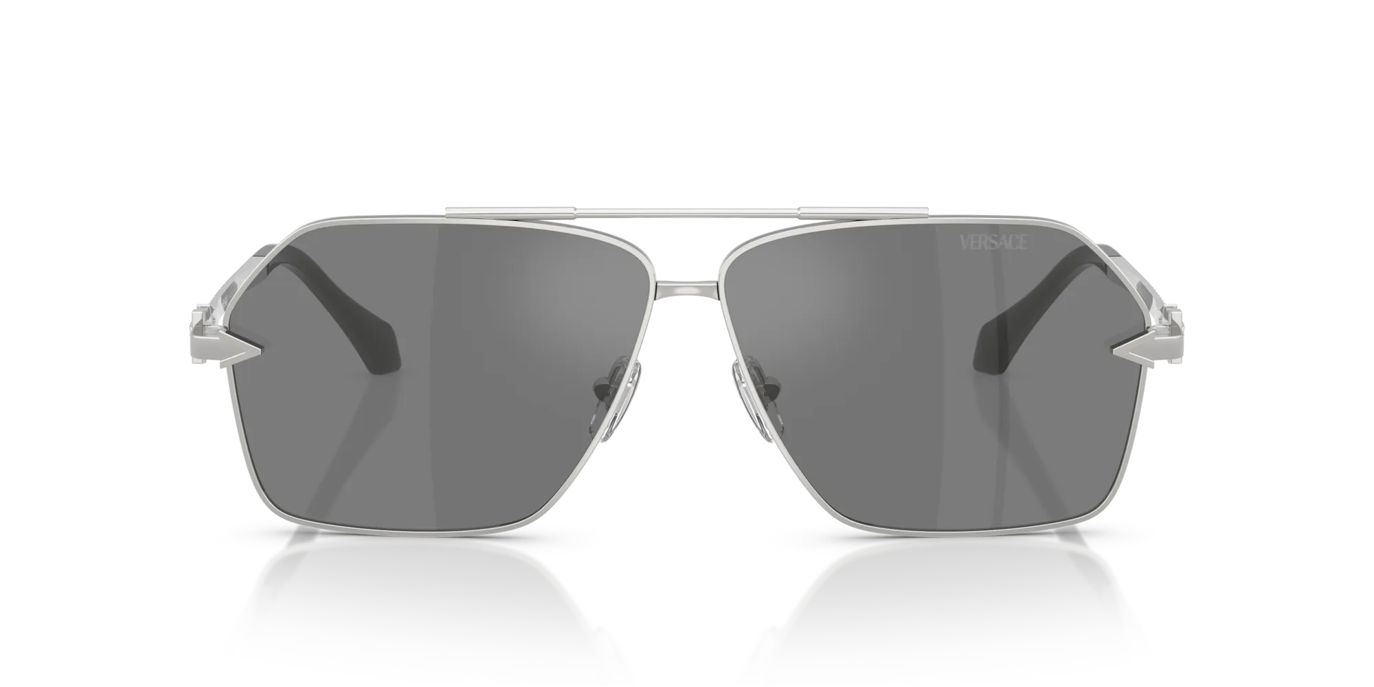 Versace VE2284 10006G Occhiali da sole Metallo Argento Grigio Squadrata Specchiate - immagine 3