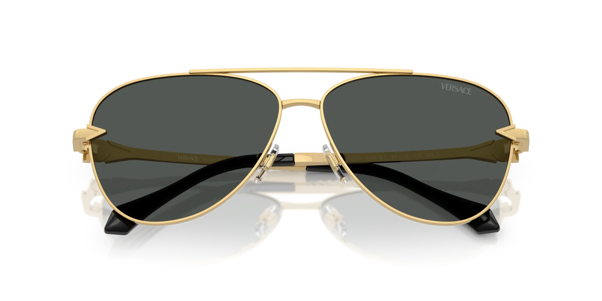 Versace VE2283 100287 Occhiali da sole Metallo Oro Grigio Pilot Normale - immagine 2