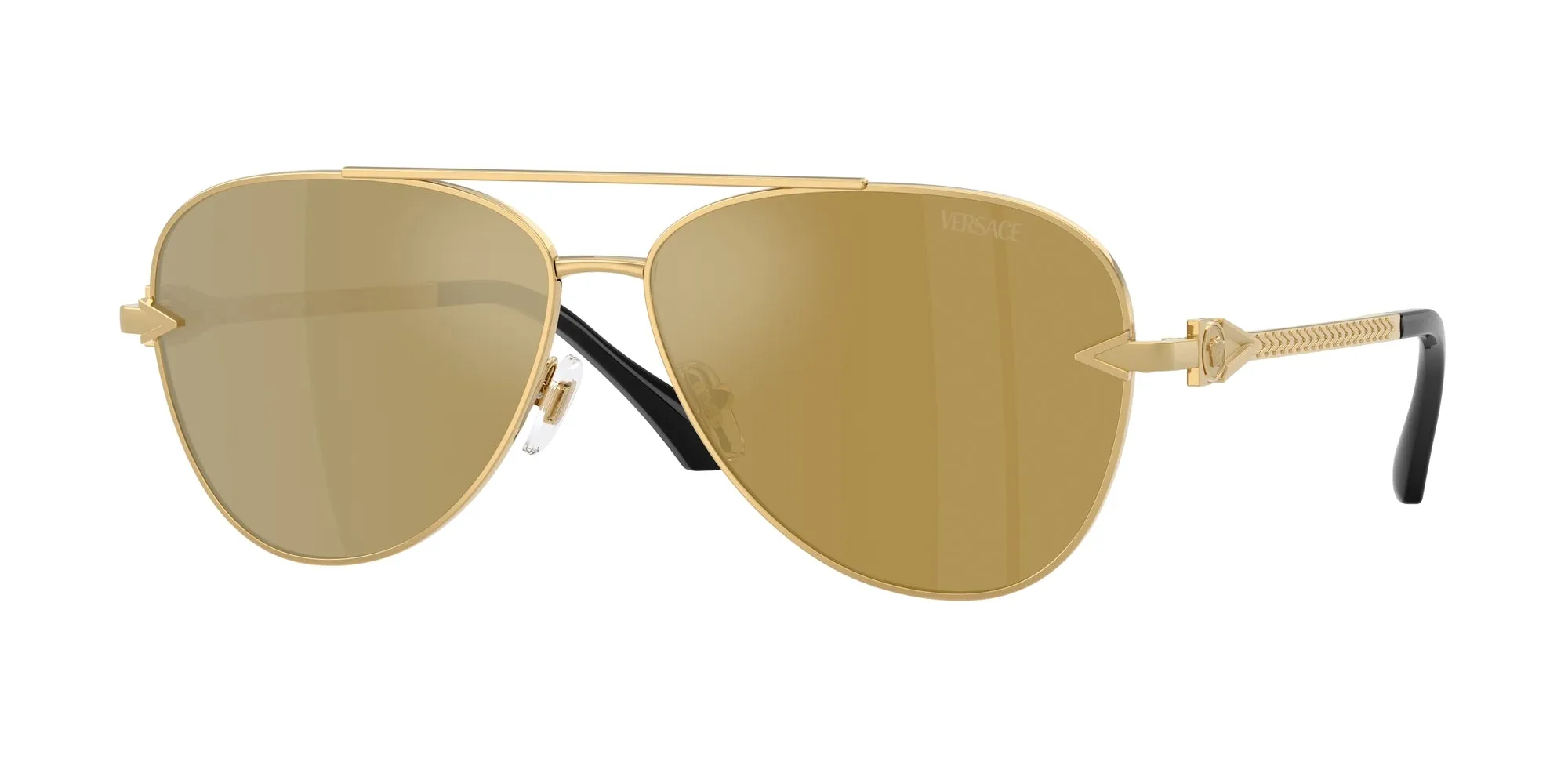 Versace VE2283 10027I Occhiali da sole Metallo Oro Marrone Pilot Specchiate - immagine 1