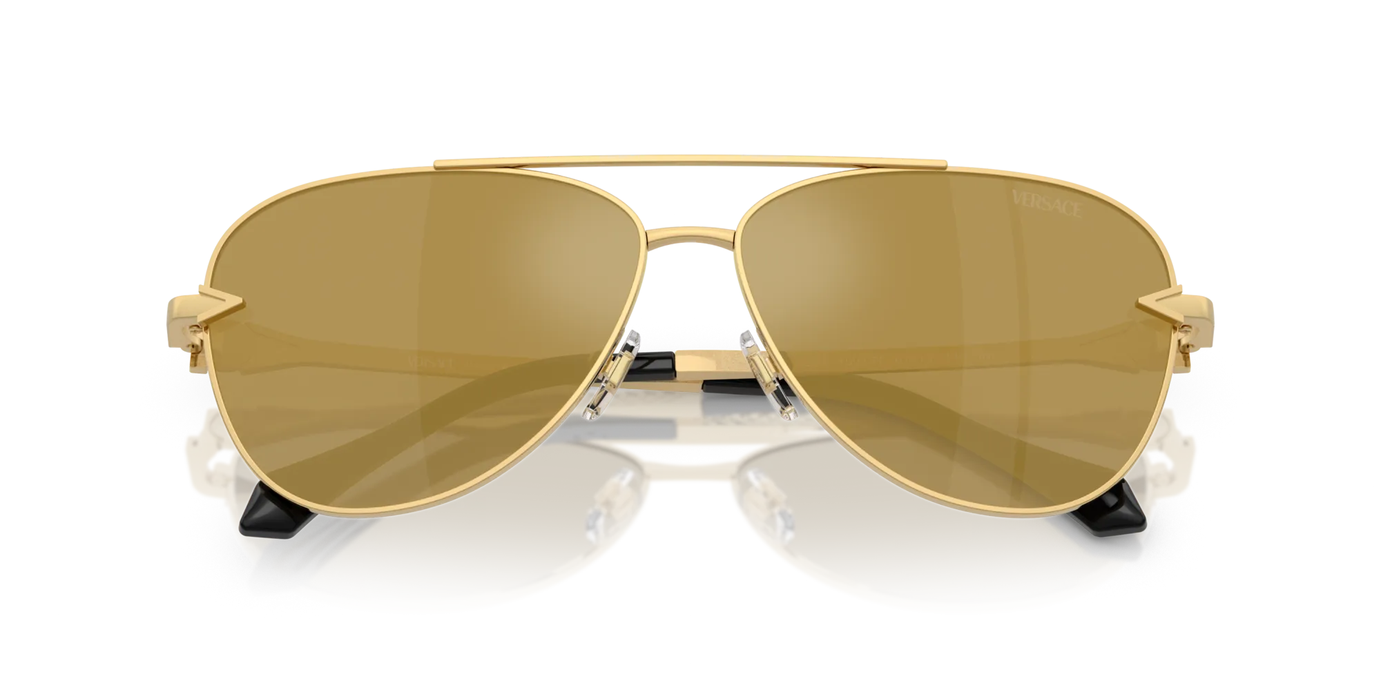 Versace VE2283 10027I Occhiali da sole Metallo Oro Marrone Pilot Specchiate - immagine 2
