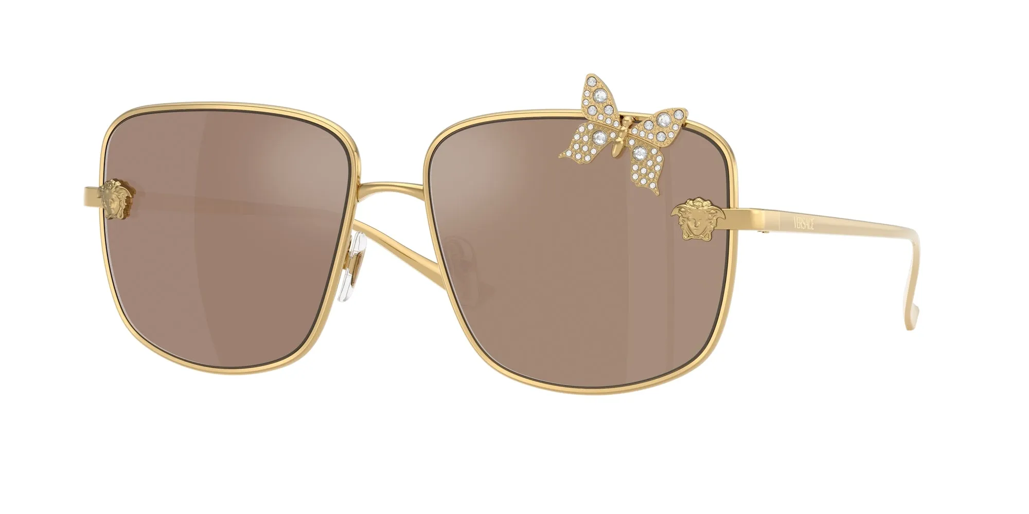 Versace VE2282 K0030W Occhiali da sole Metallo Oro Marrone Squadrata Specchiate - immagine 1