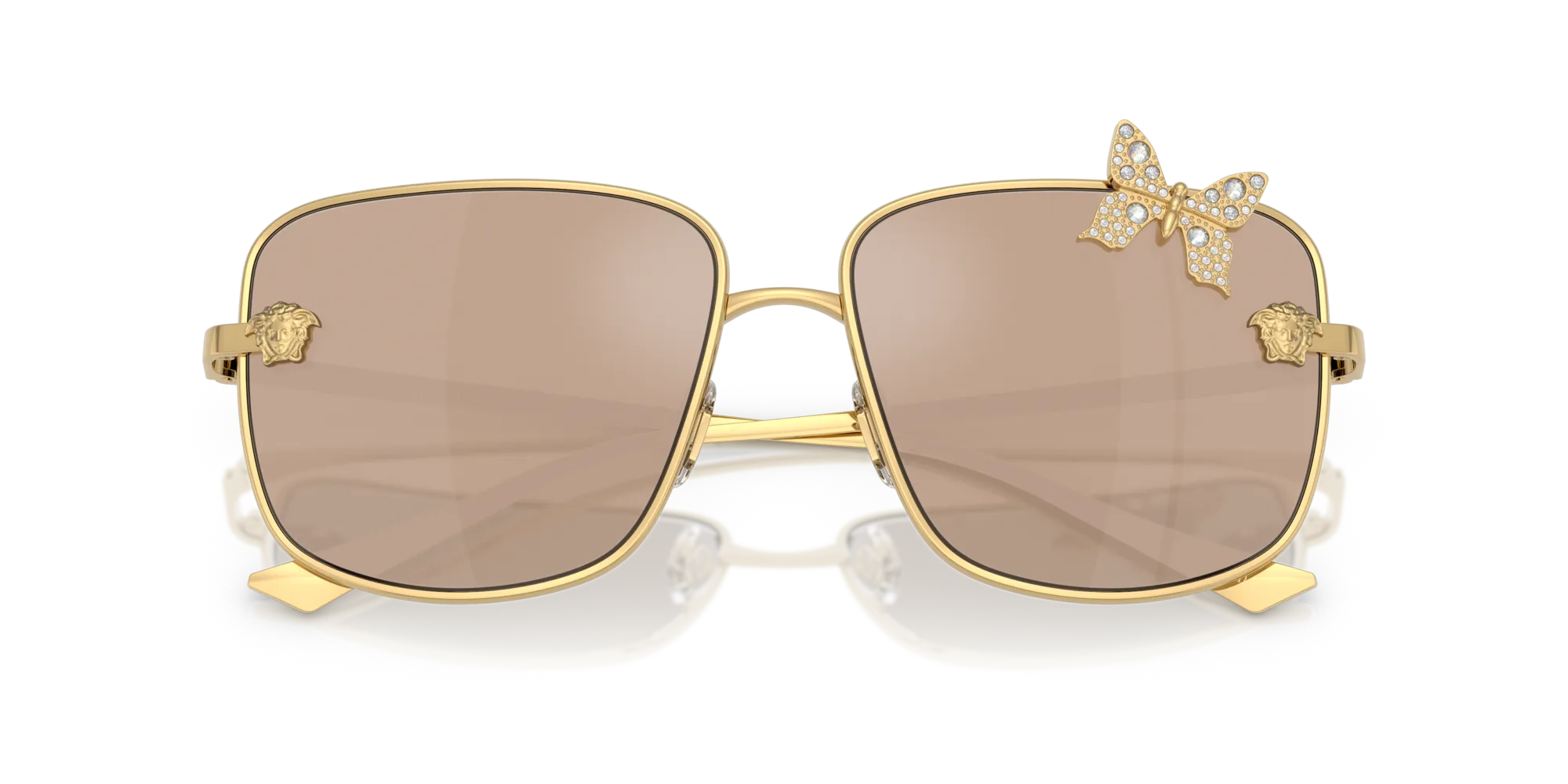 Versace VE2282 K0030W Occhiali da sole Metallo Oro Marrone Squadrata Specchiate - immagine 2