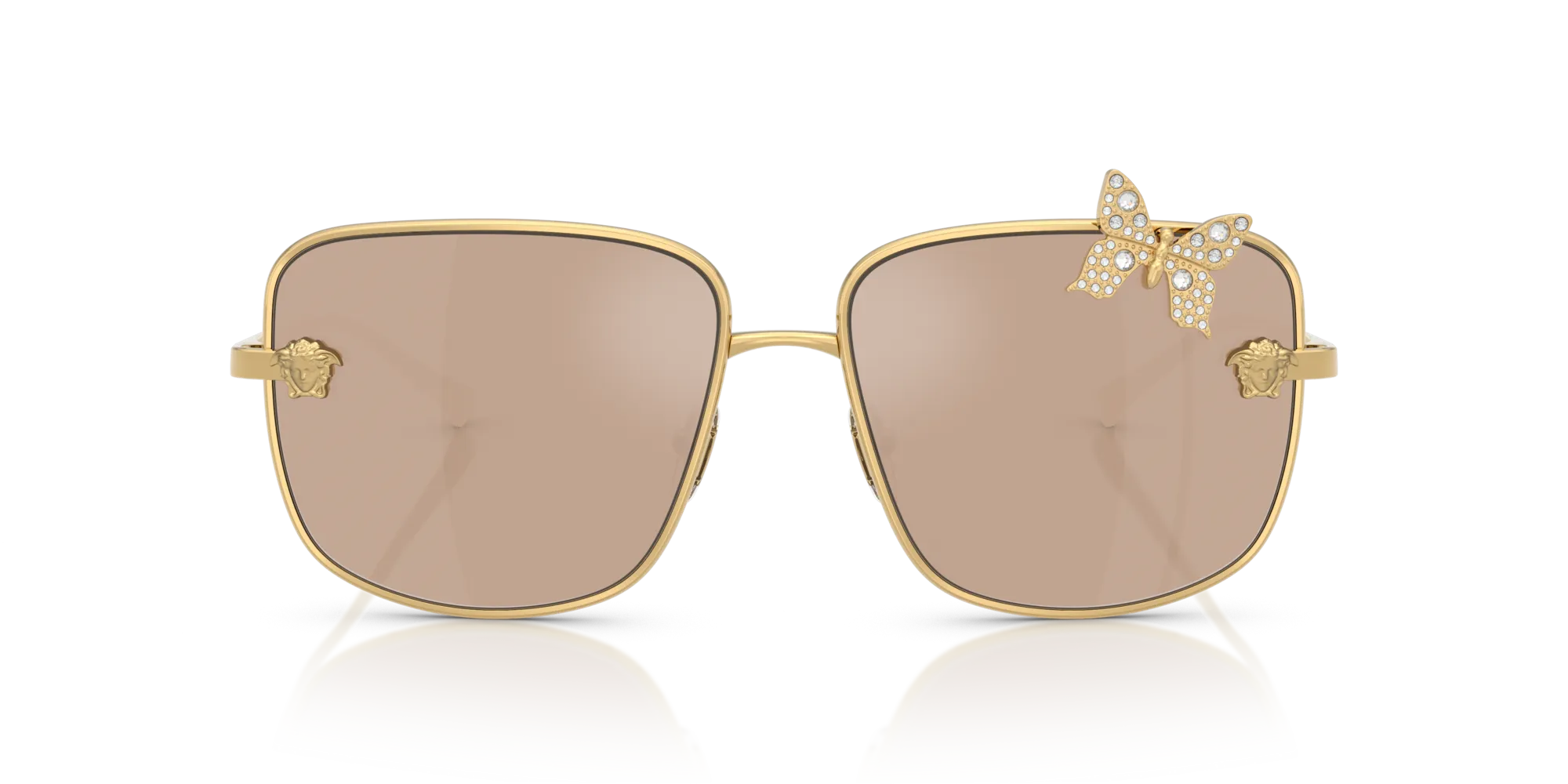 Versace VE2282 K0030W Occhiali da sole Metallo Oro Marrone Squadrata Specchiate - immagine 3