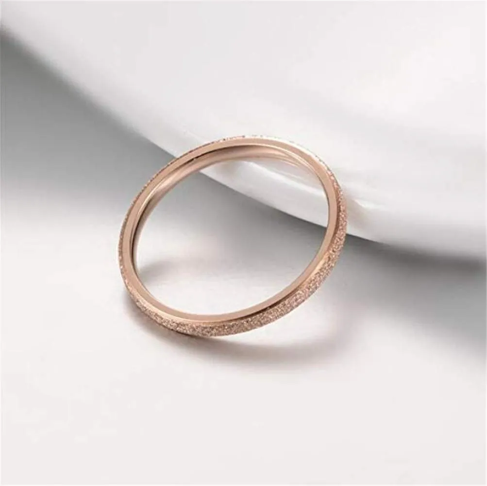 PAURO Squillare Donna Acciaio Inossidabile Oro Rosa 2MM Impilabile Nozze Banda Squillare Sabbiare Finire Taglia 10 - immagine 6