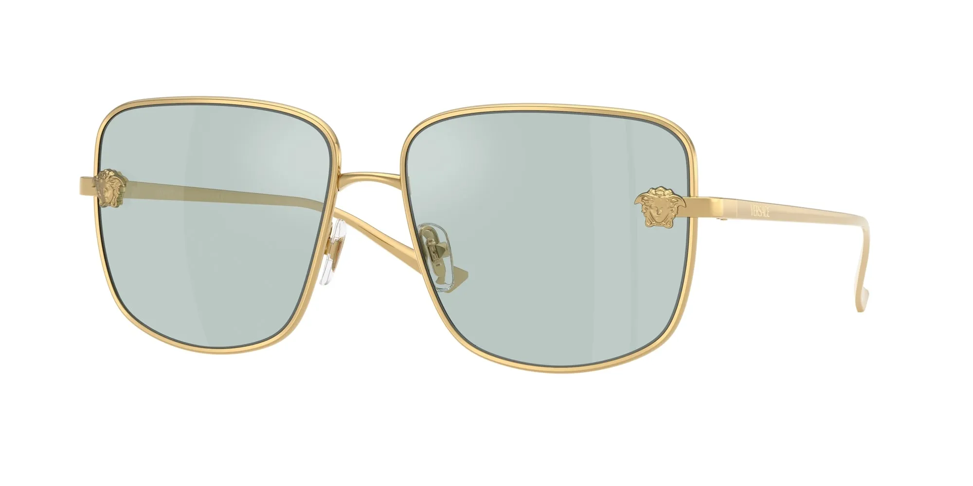 Versace VE2282 10029C Occhiali da sole Metallo Oro Azzurro Squadrata Normale - immagine 1