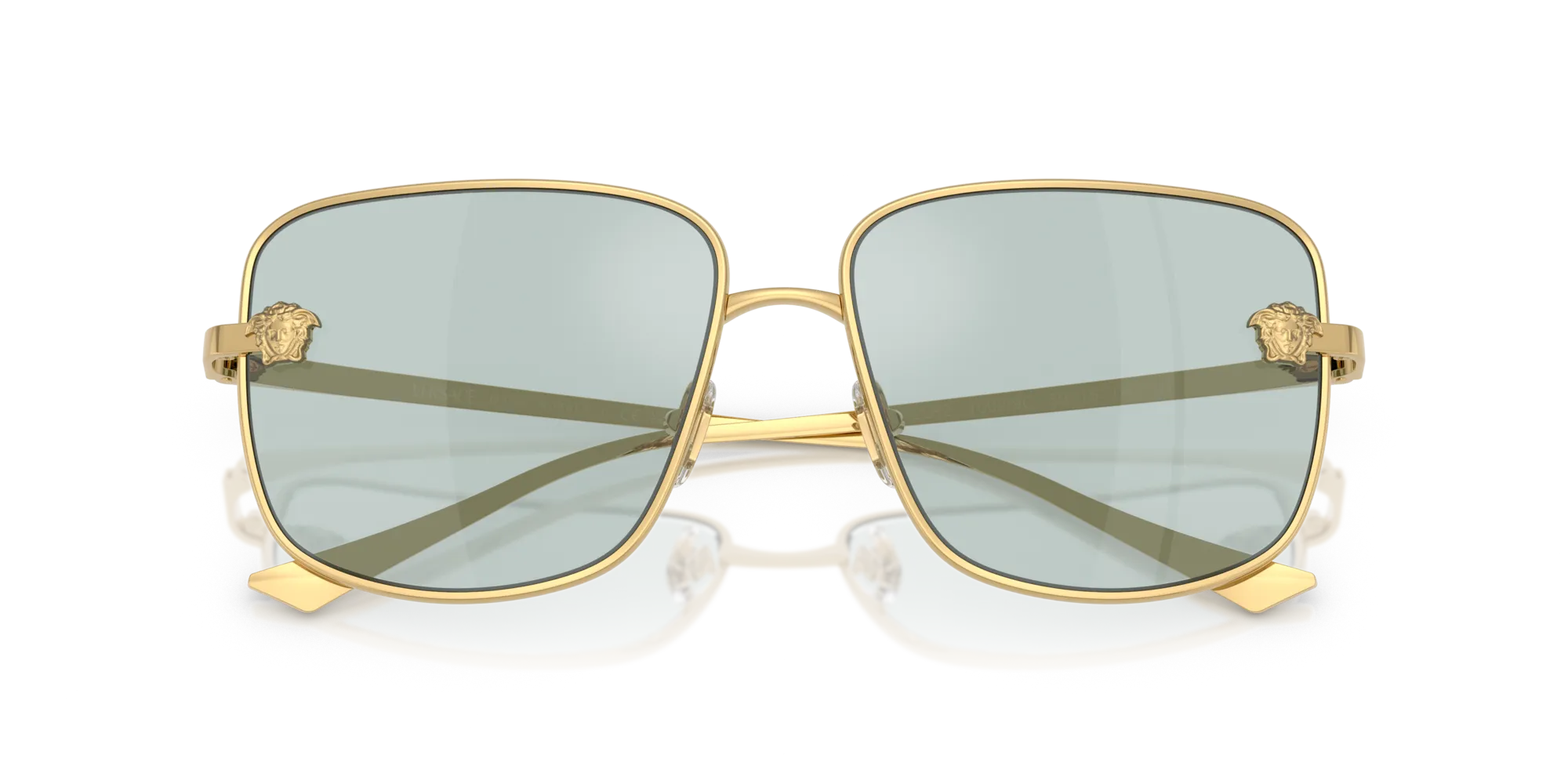 Versace VE2282 10029C Occhiali da sole Metallo Oro Azzurro Squadrata Normale - immagine 2