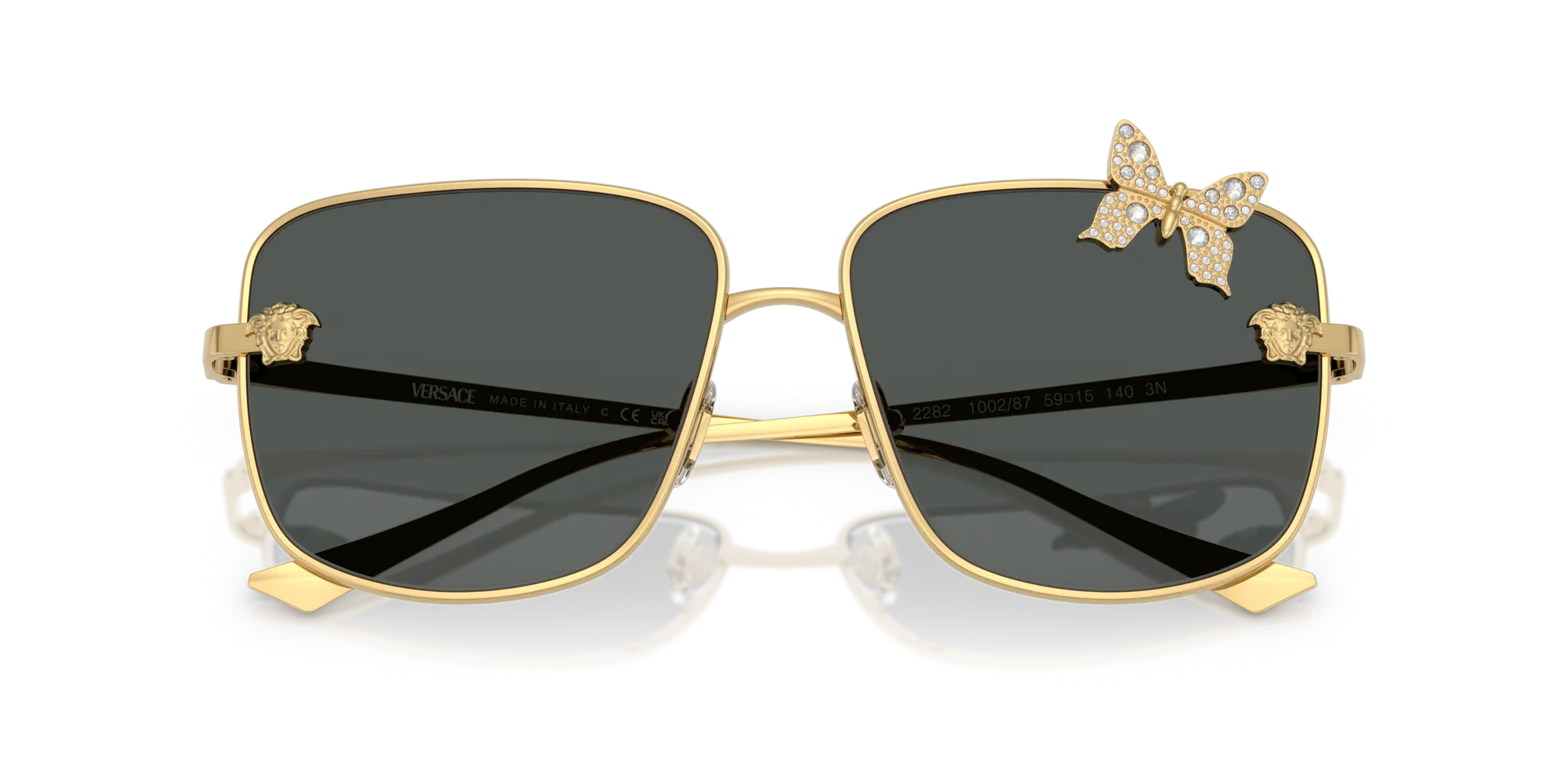 Versace VE2282 100287 Occhiali da sole Metallo Oro Grigio Squadrata Normale - immagine 2