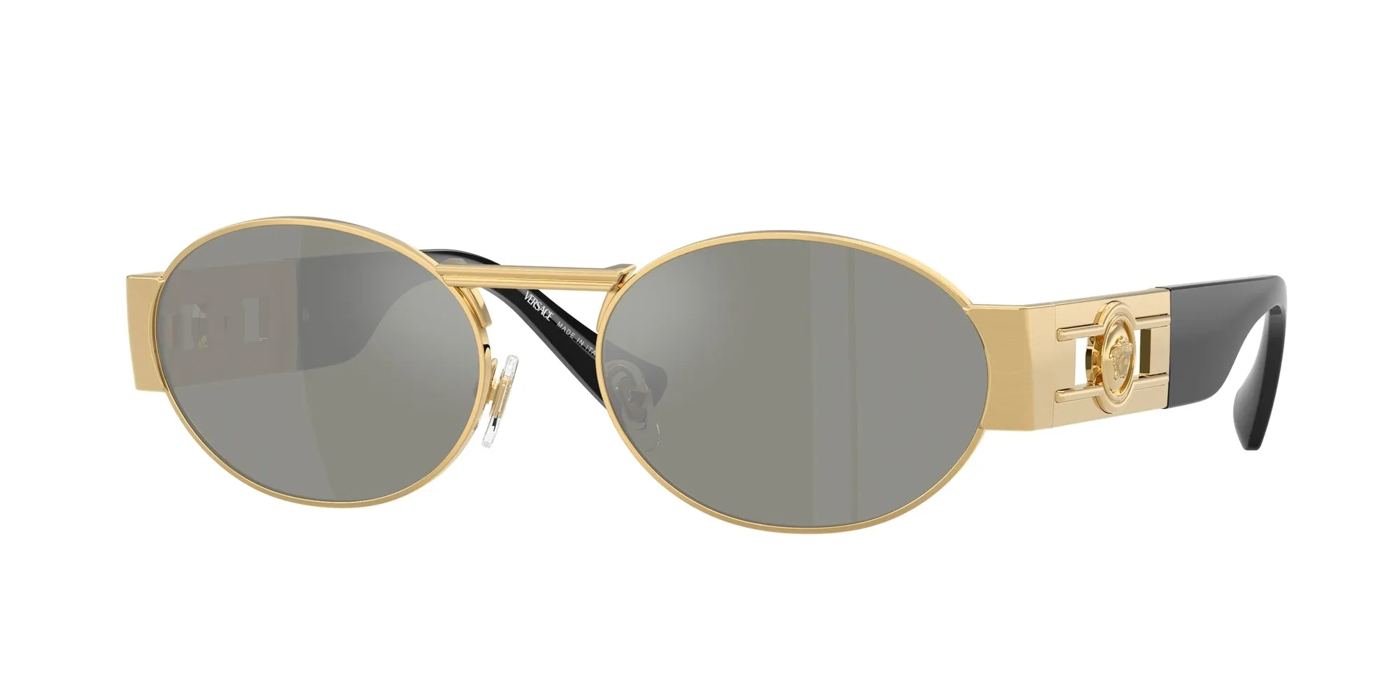 Versace VE2264 100230 Occhiali da sole Acciaio Oro Verde Rotonda Specchiate - immagine 1